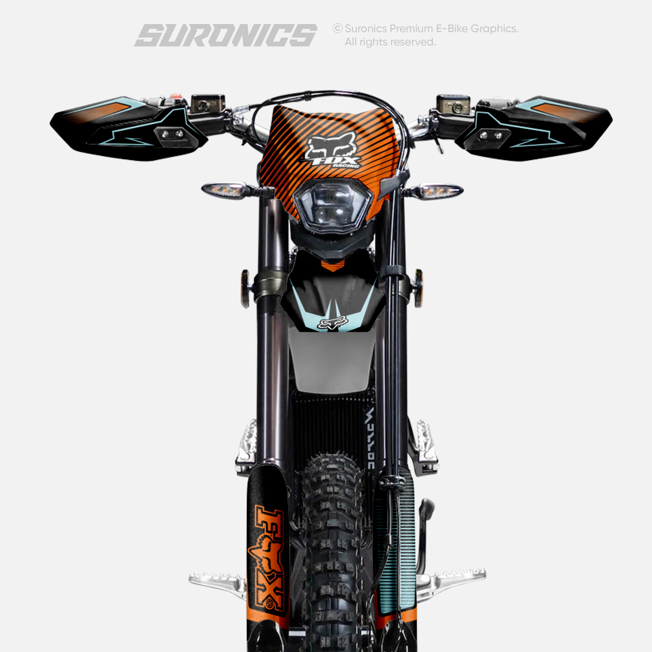 FOX RACER BLACK ORANGE Surron Ultra Bee Graphics kit