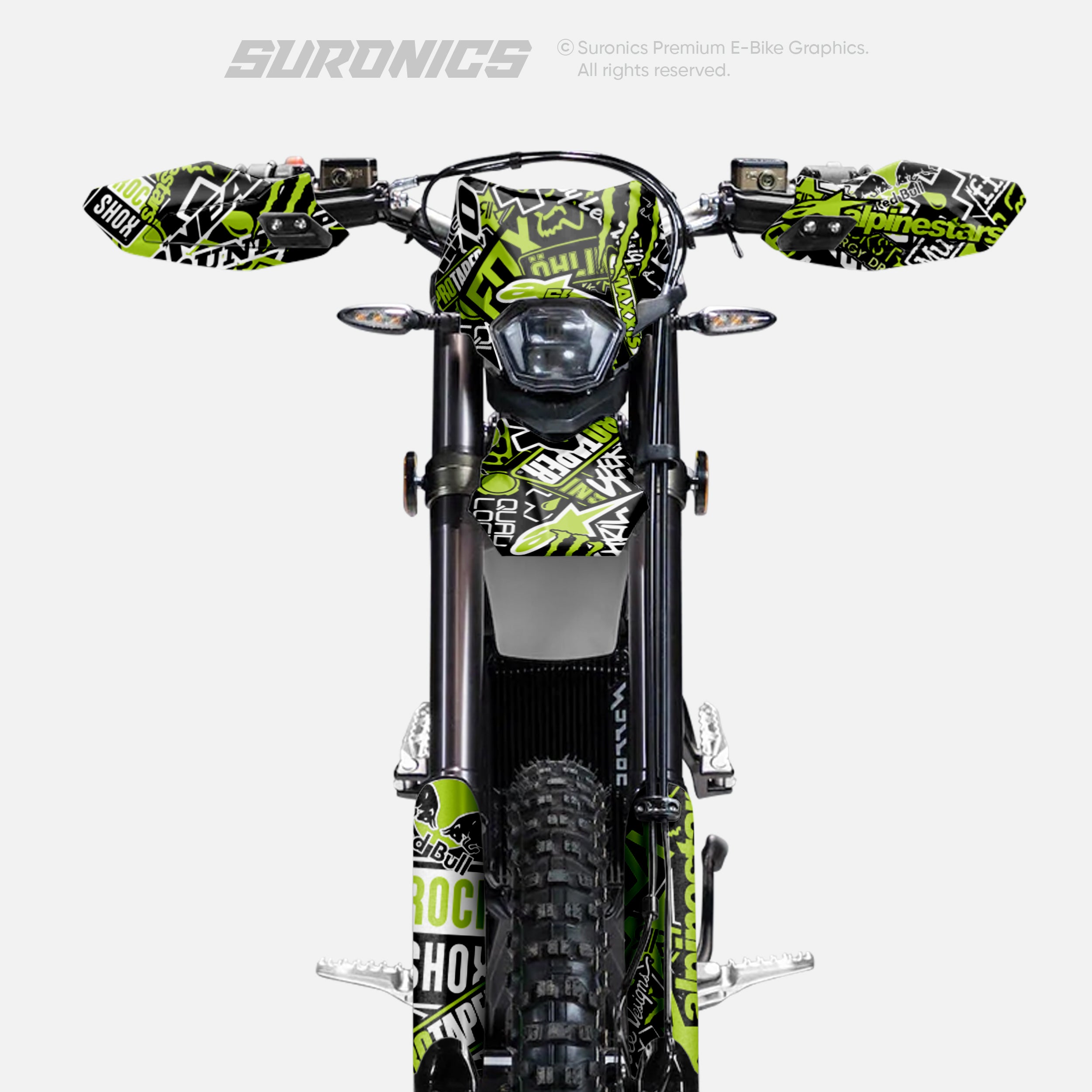 STICKY BLACK GREEN Surron Ultra Bee Graphics kit