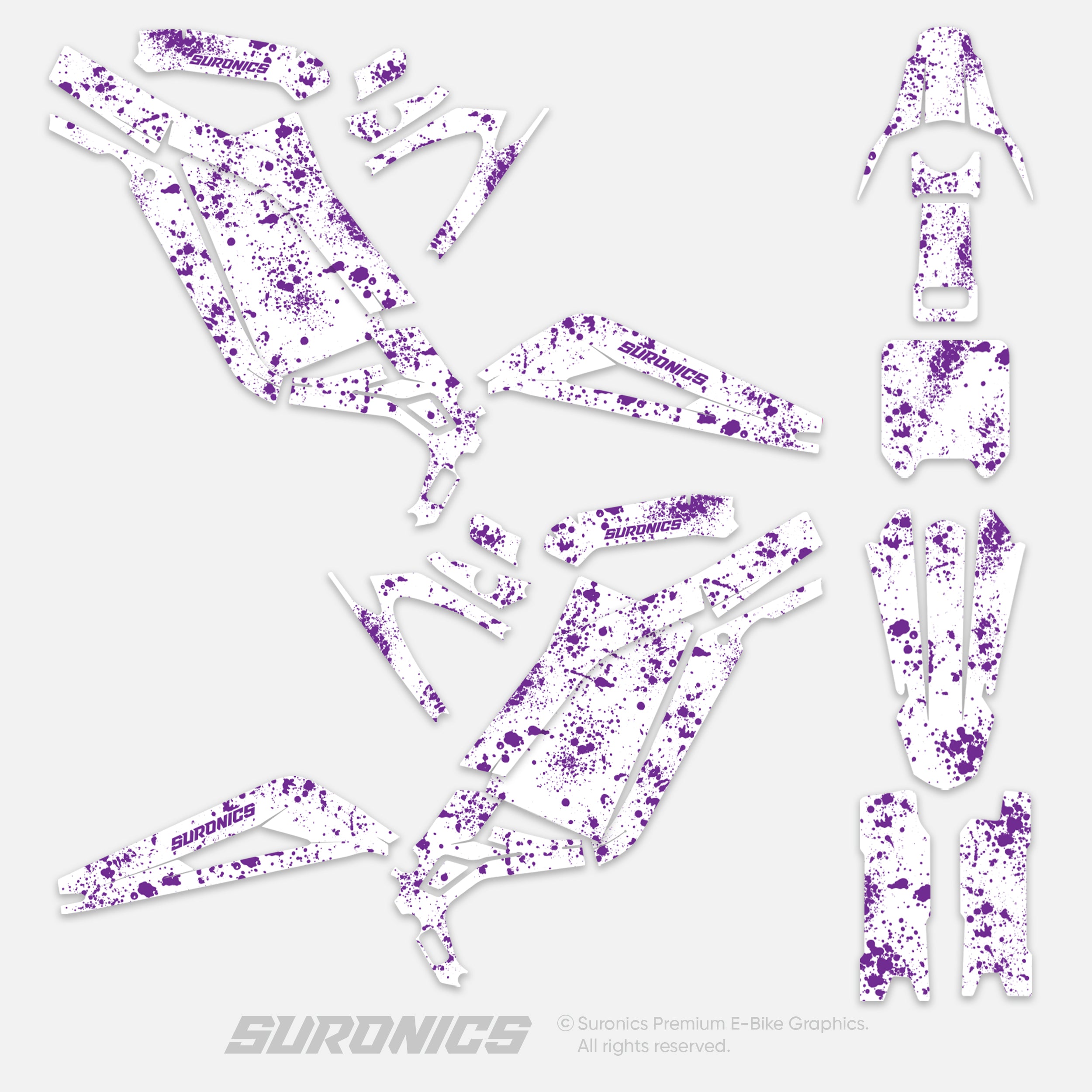 SPLATTER WHITE PURPLE Surron Light Bee Graphics kit