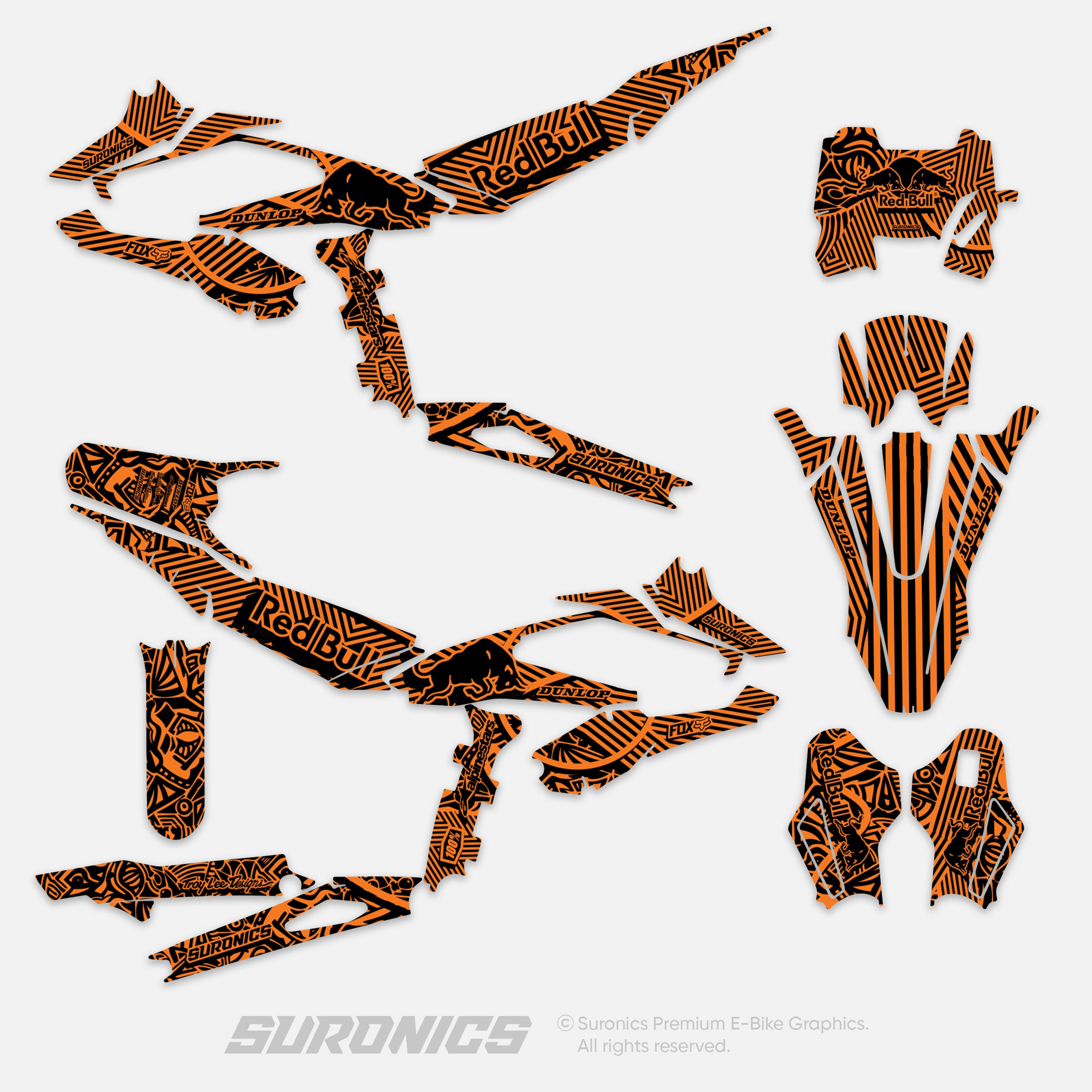 RACE ART BLACK ORANGE Surron Hyper Bee Graphics kit
