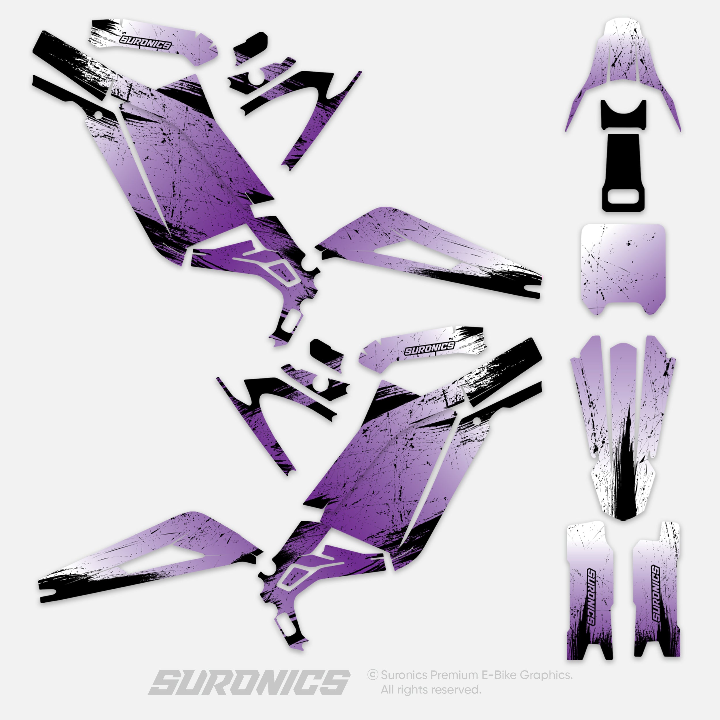 FADE WHITE PURPLE Surron Light Bee Graphics kit