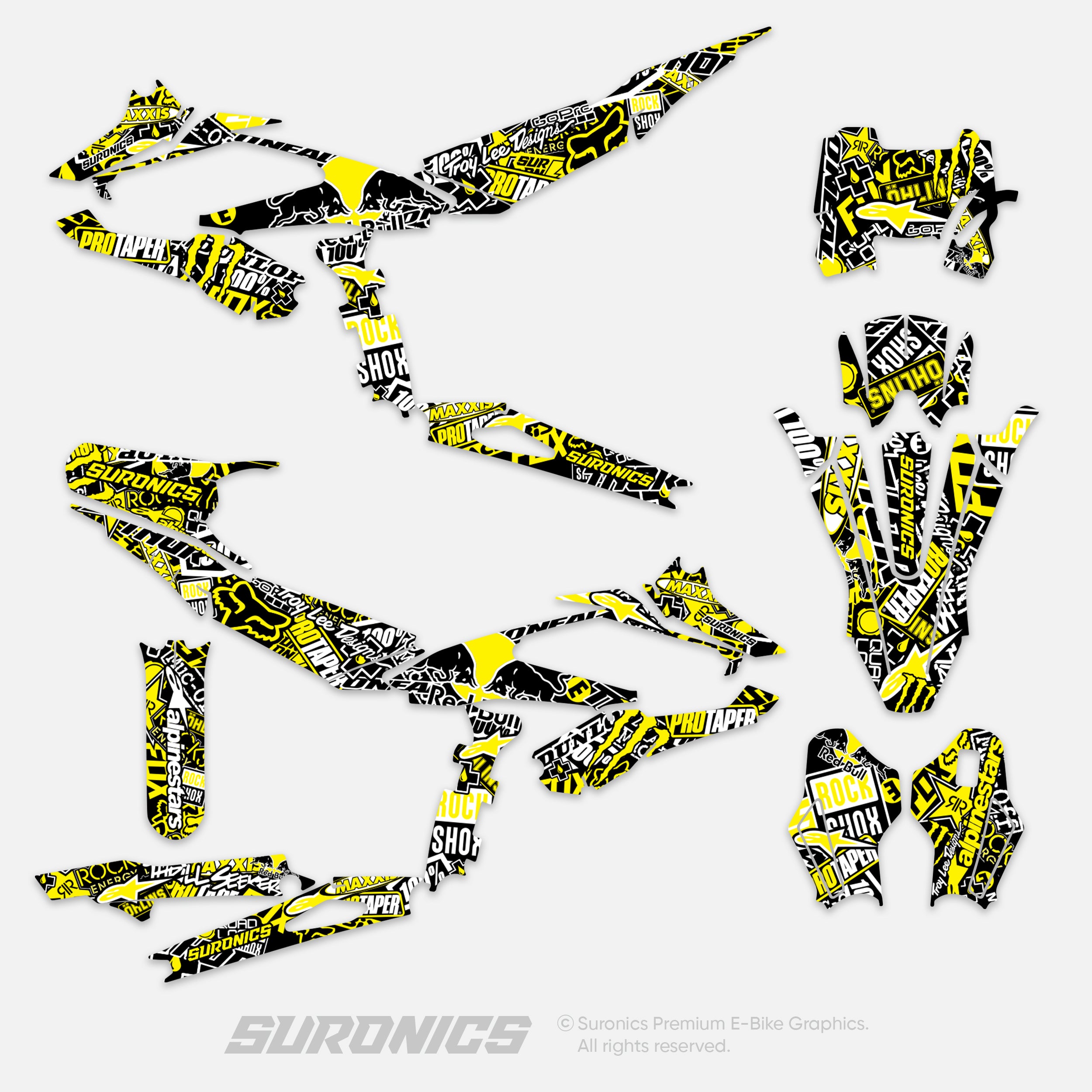 STIKCY BLACK YELLOW Surron Hyper Bee Graphics kit