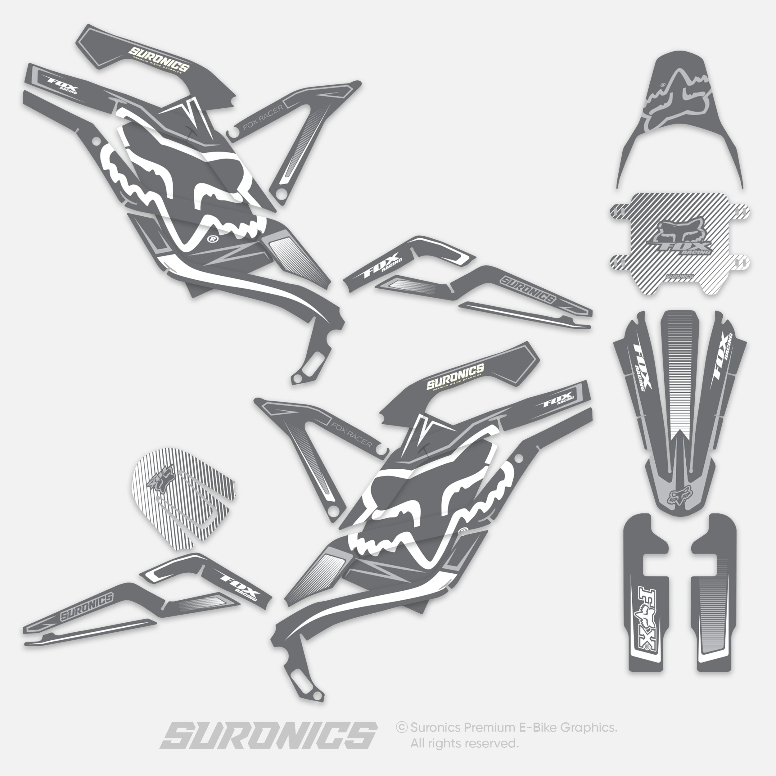 FOX RACER GREY WHITE 79Bike Falcon PRO / GT / M Graphics kit