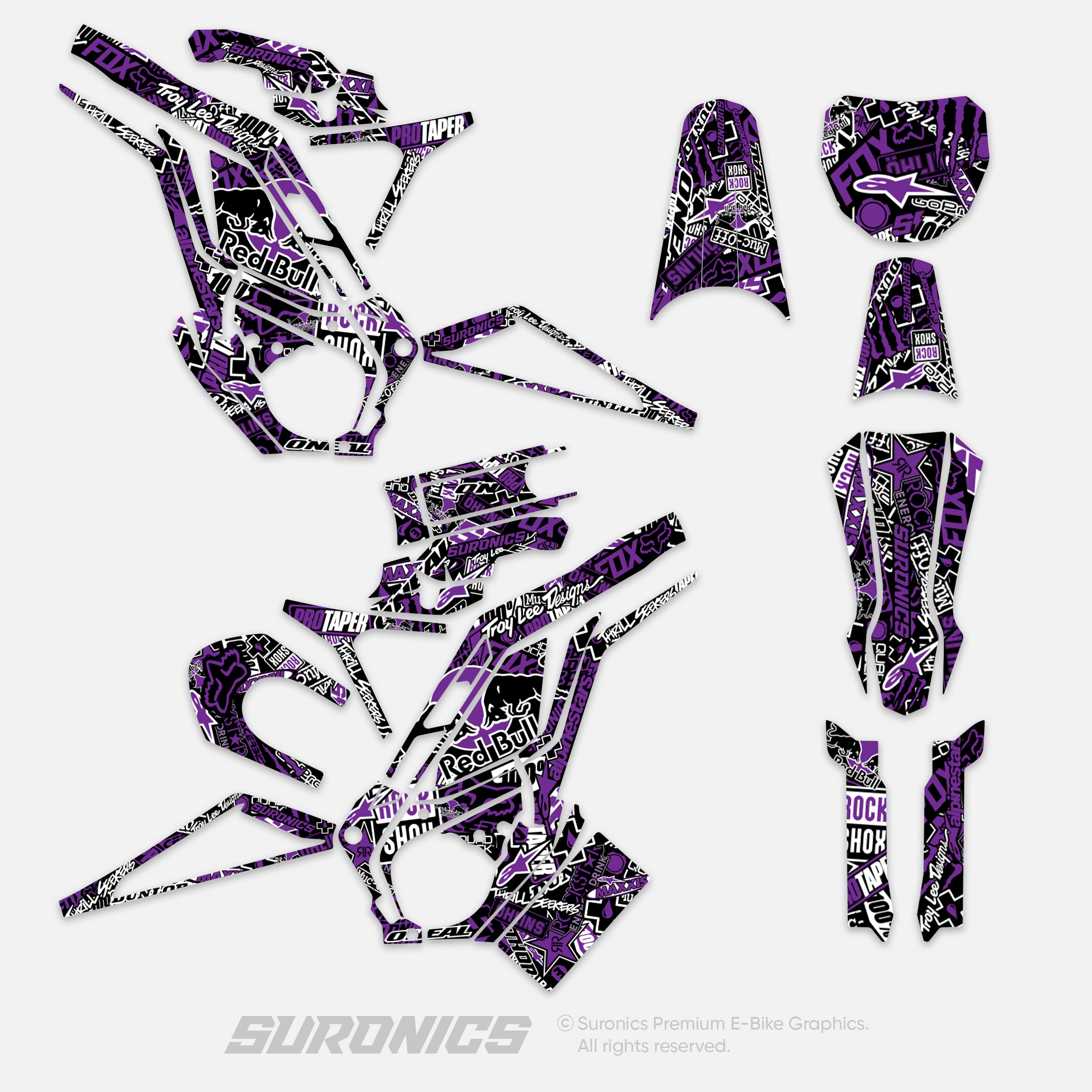 STICKY BLACK PURPLE Eride Pro SS SR Graphics kit