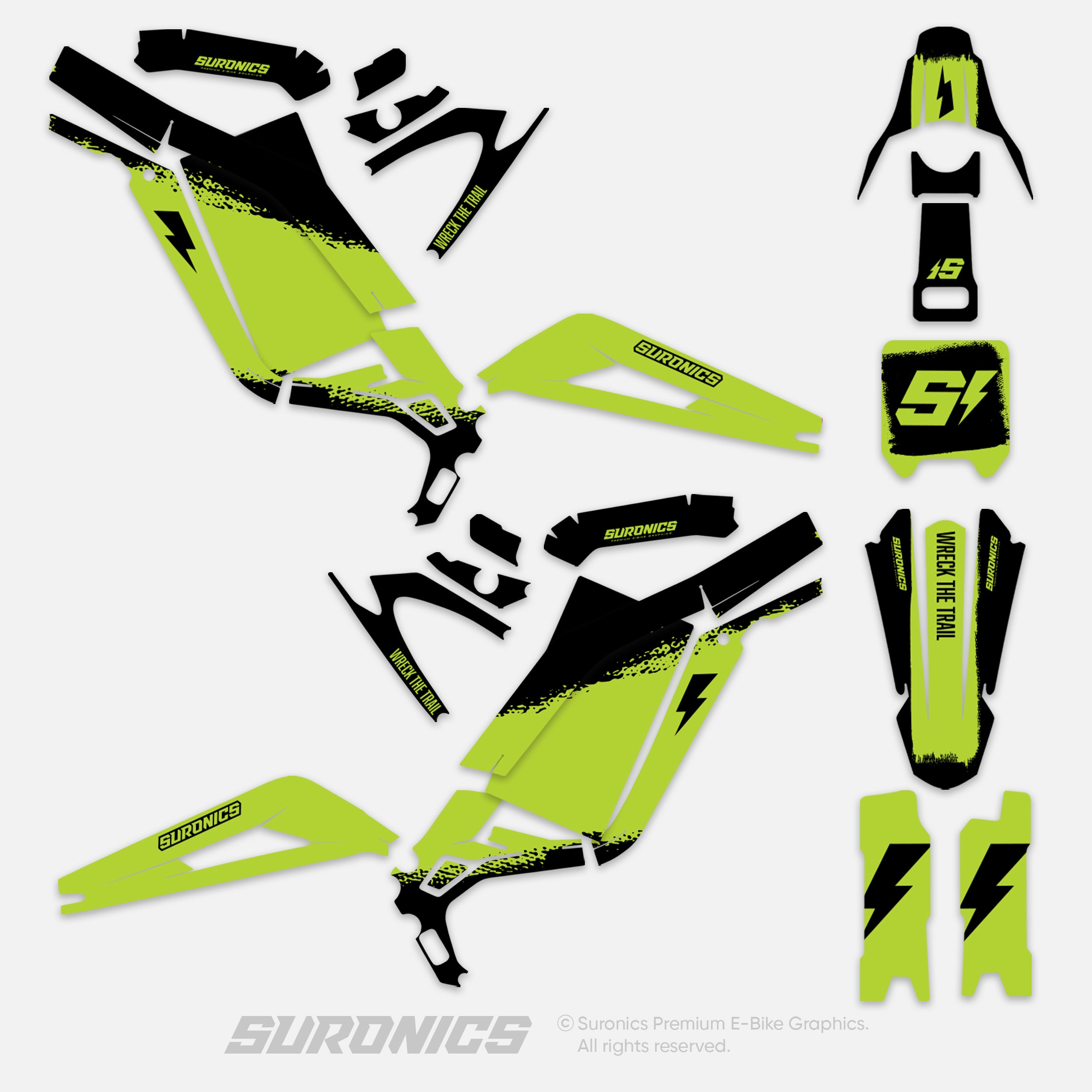HALF GREEN BLACK Surron Light Bee Graphics kit