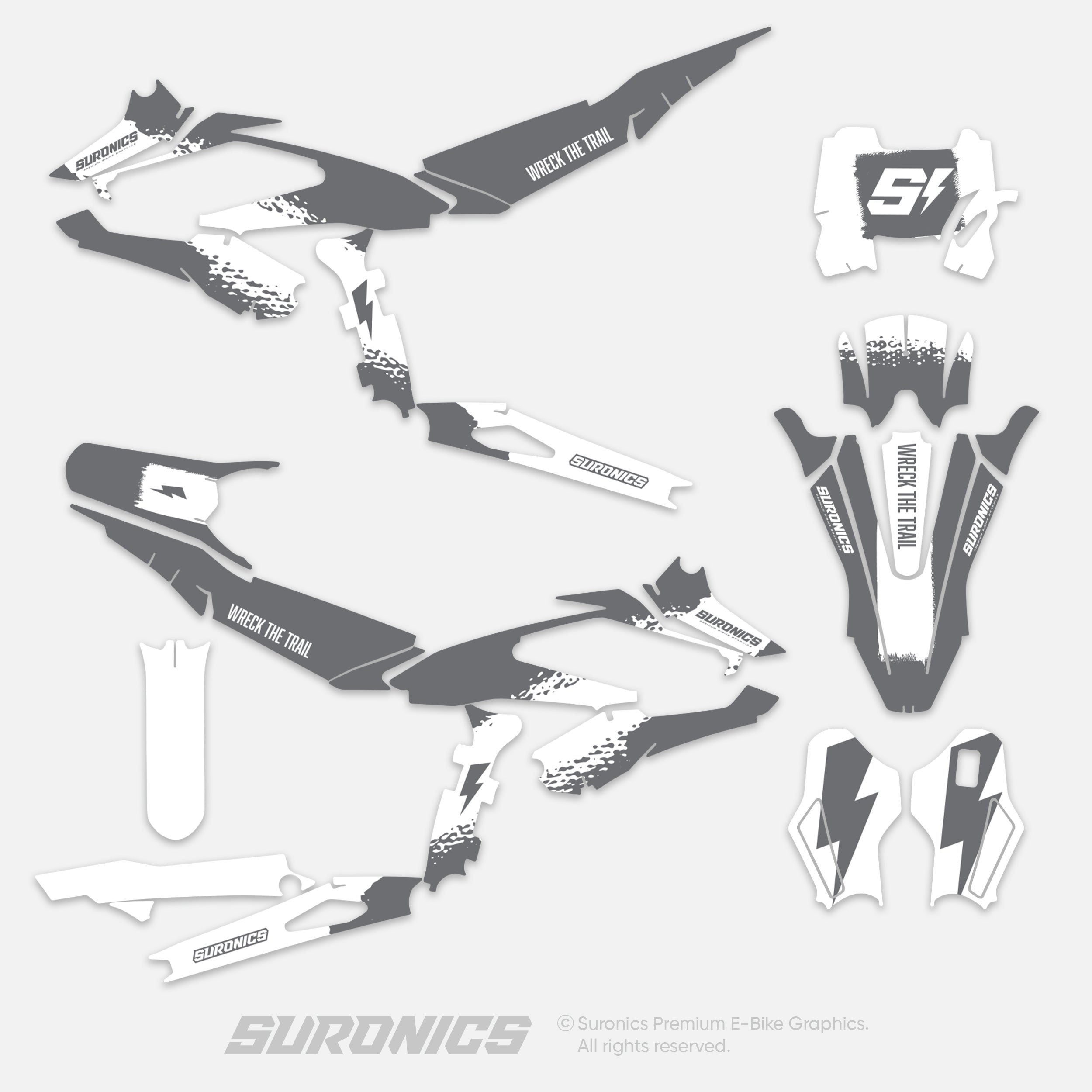 HALF GREY WHITE Surron Hyper Bee Graphics kit