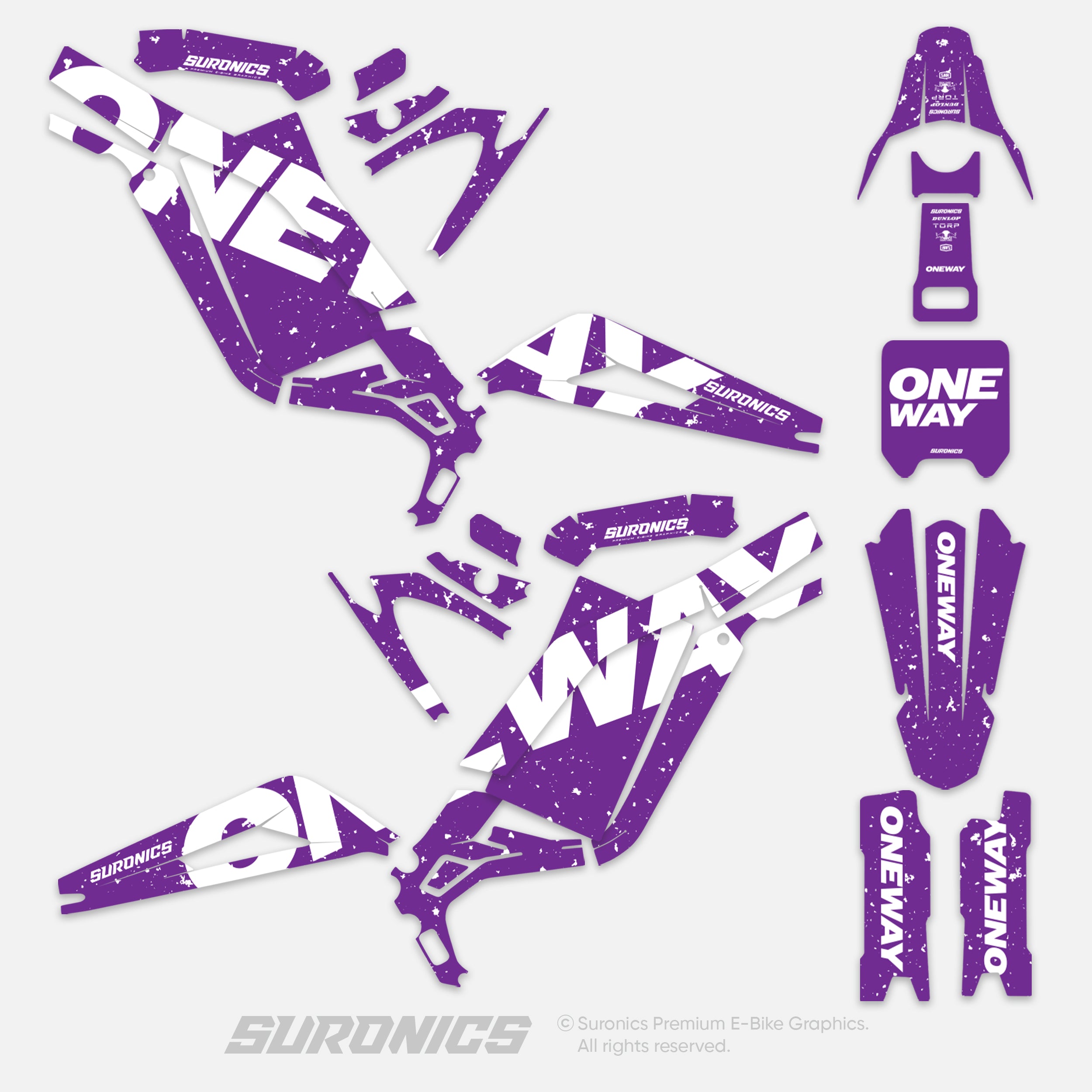 ONEWAY PURPLE WHITE Surron Light Bee Graphics kit