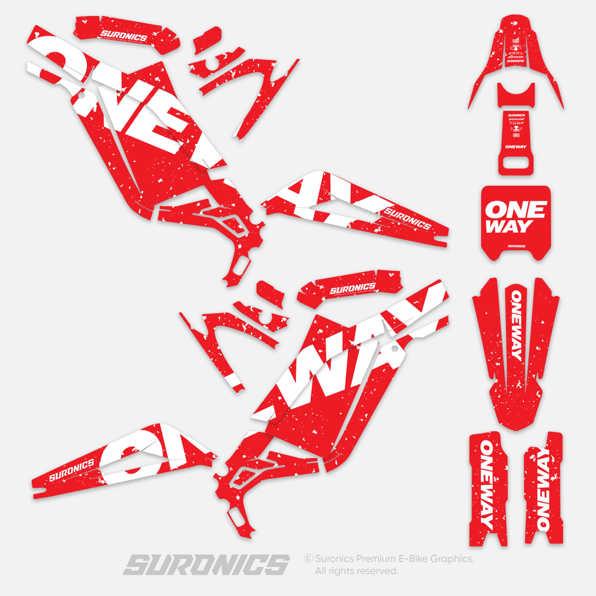 ONEWAY RED WHITE Surron Light Bee Graphics kit