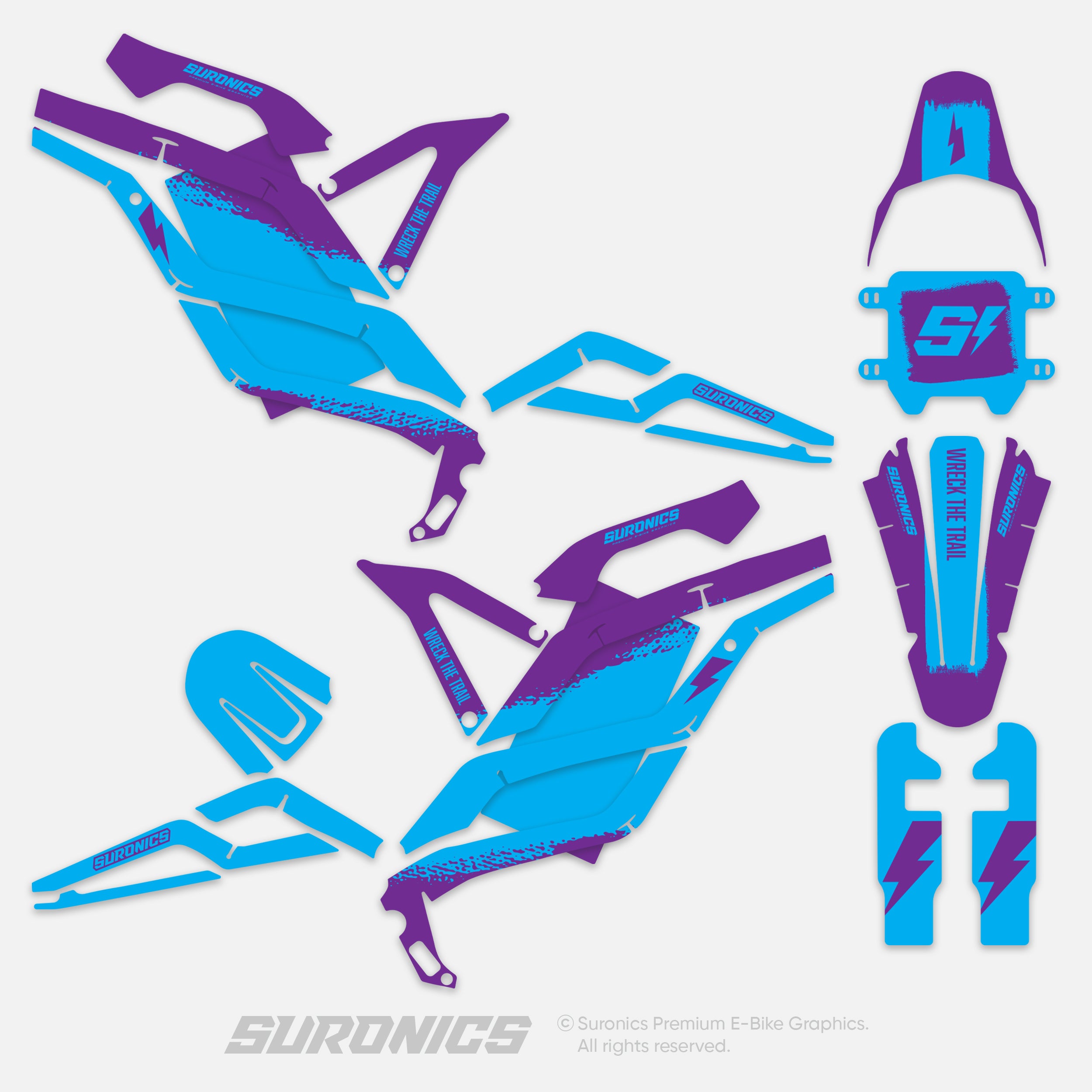 HALF PURPLE CYAN 79Bike Falcon PRO / GT / M Graphics kit
