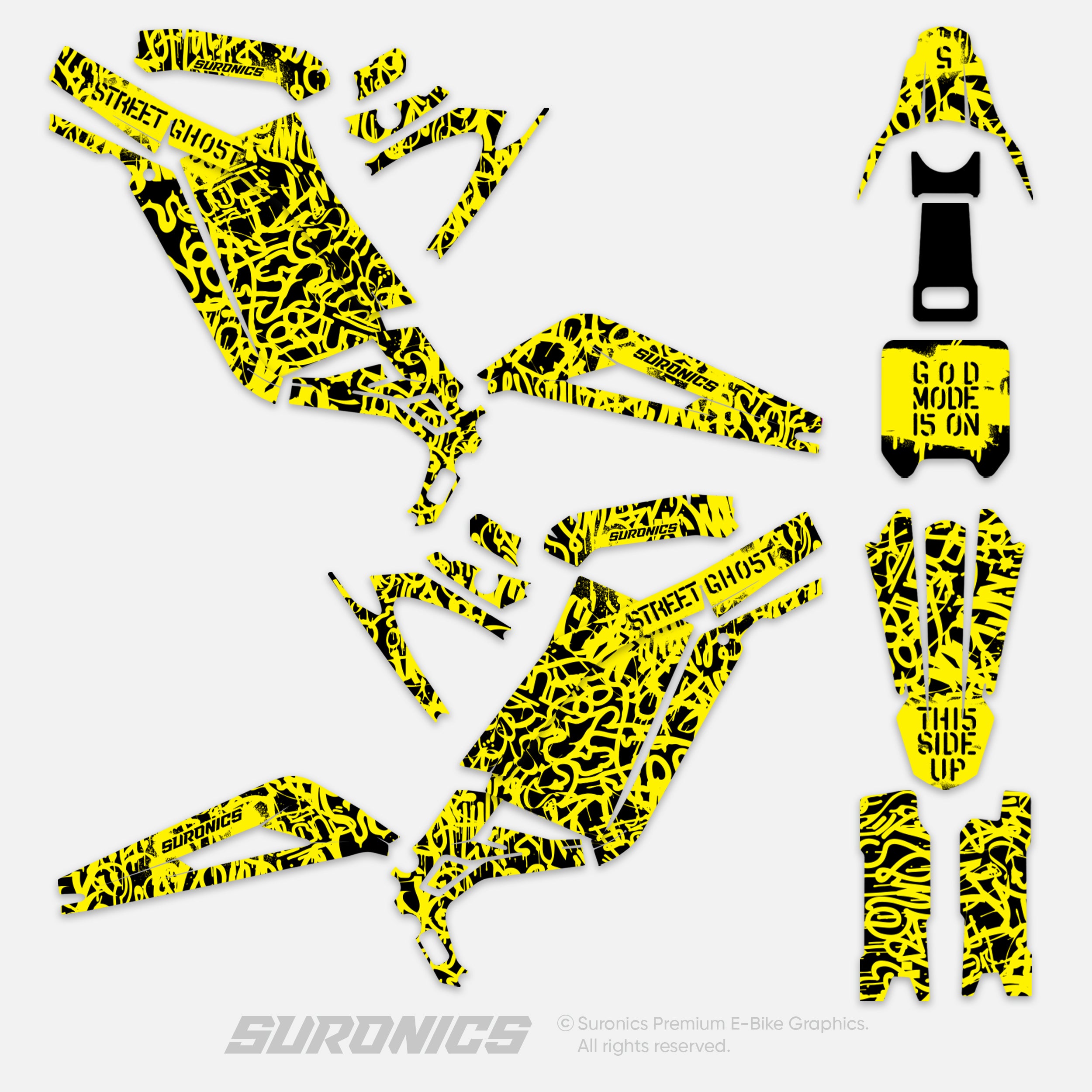 STREET GHOST BLACK YELLOW Surron Light Bee Graphics kit