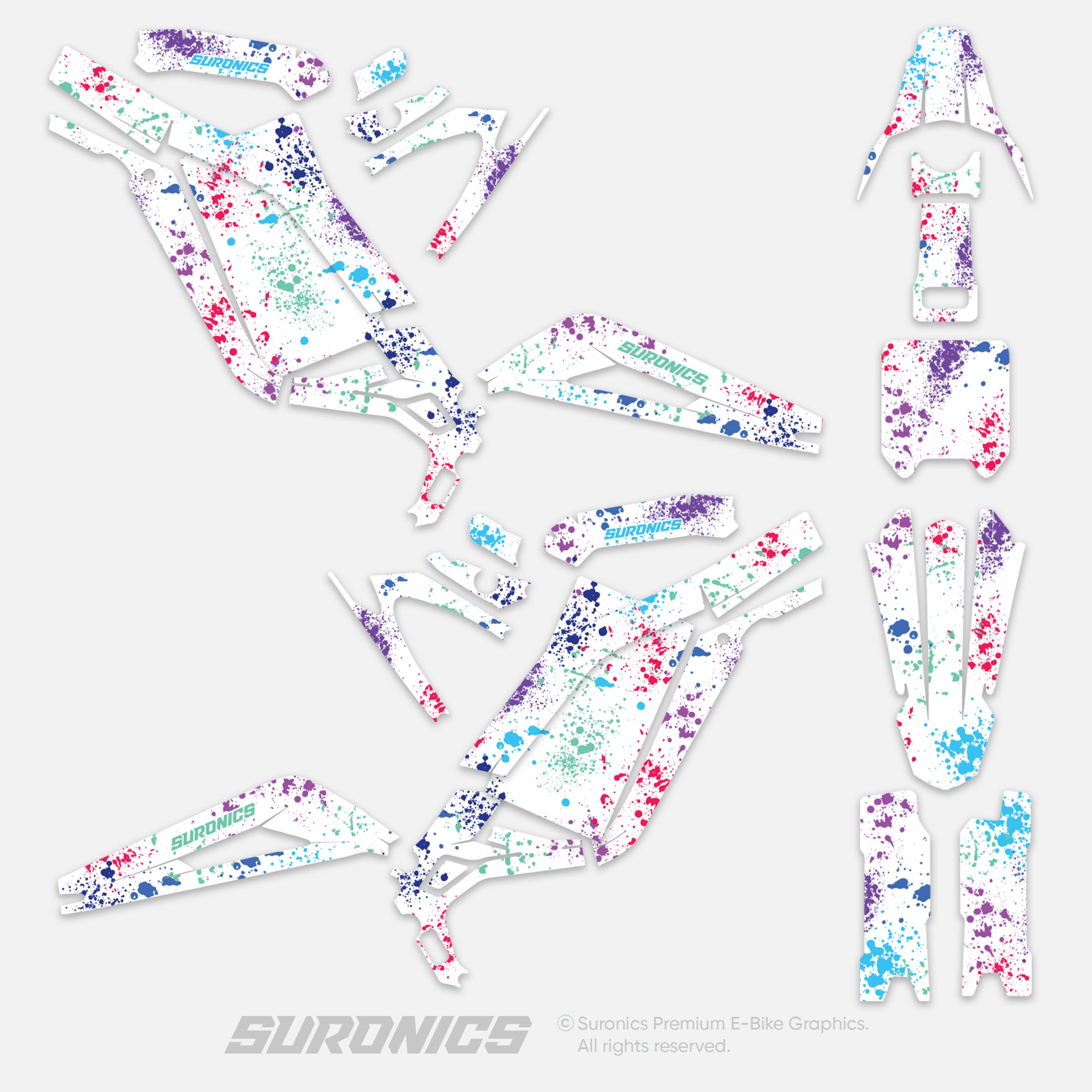 SPLATTER WHITE MULTICOLOR Surron Light Bee Graphics kit