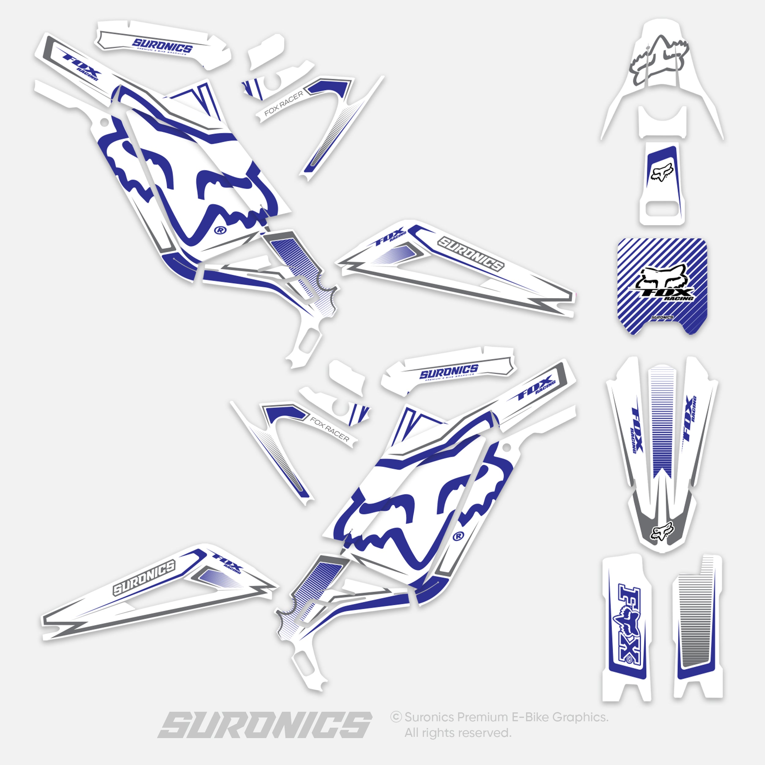 FOX RACER WHITE BLAUER Surron Light Bee Graphics kit