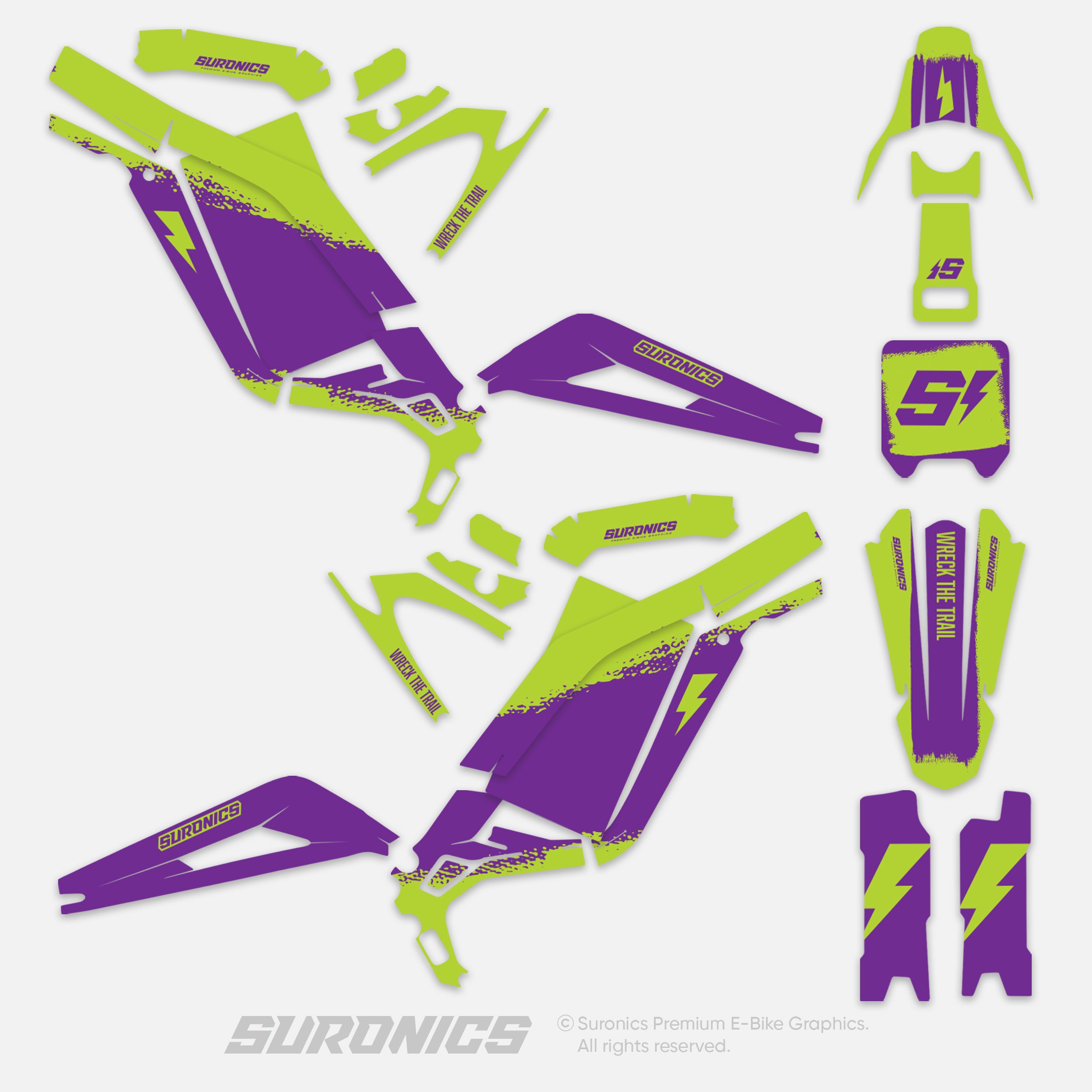 HALF PURPLE GREEN Surron Light Bee Graphics kit