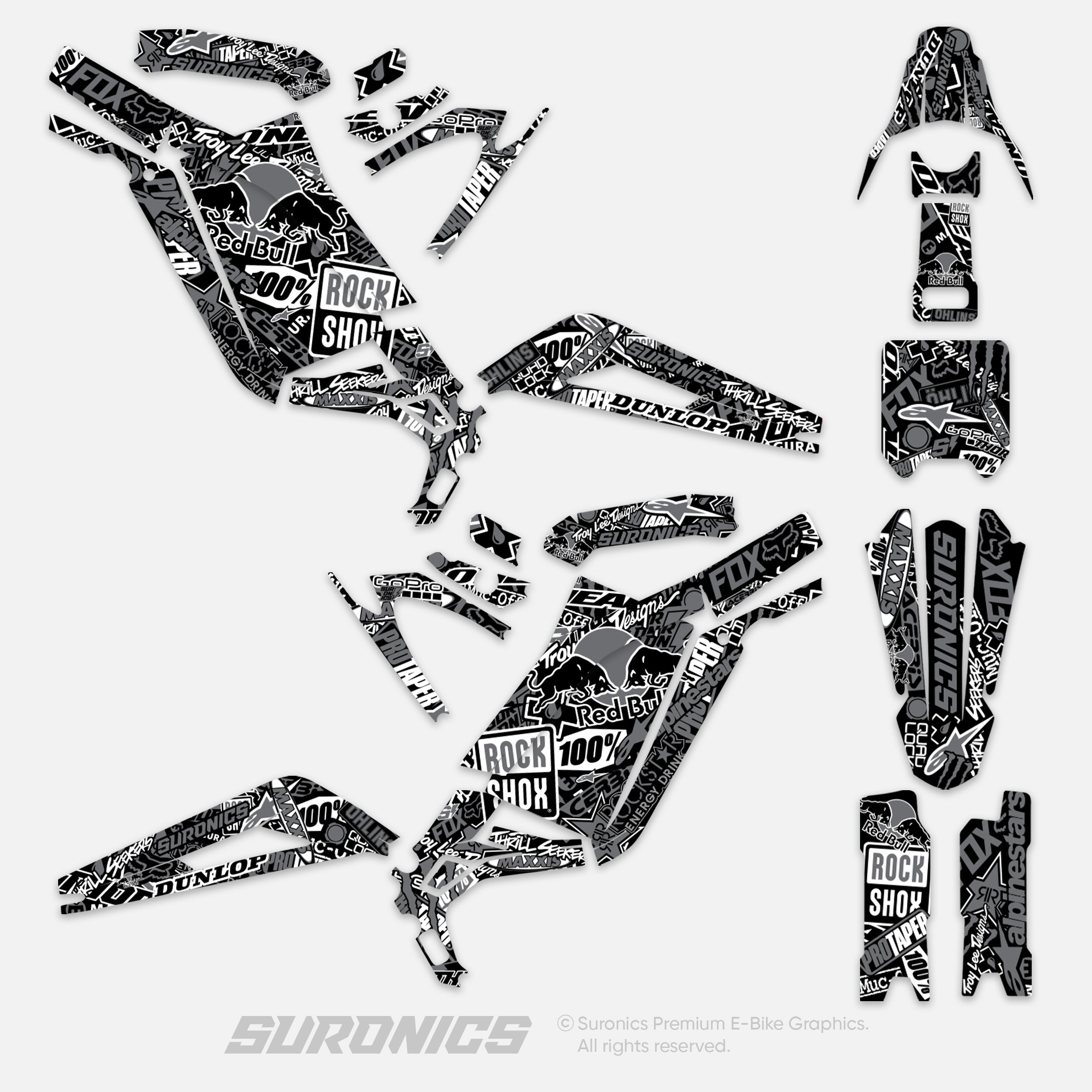 STICKY BLACK GREY Surron Light Bee Graphics kit