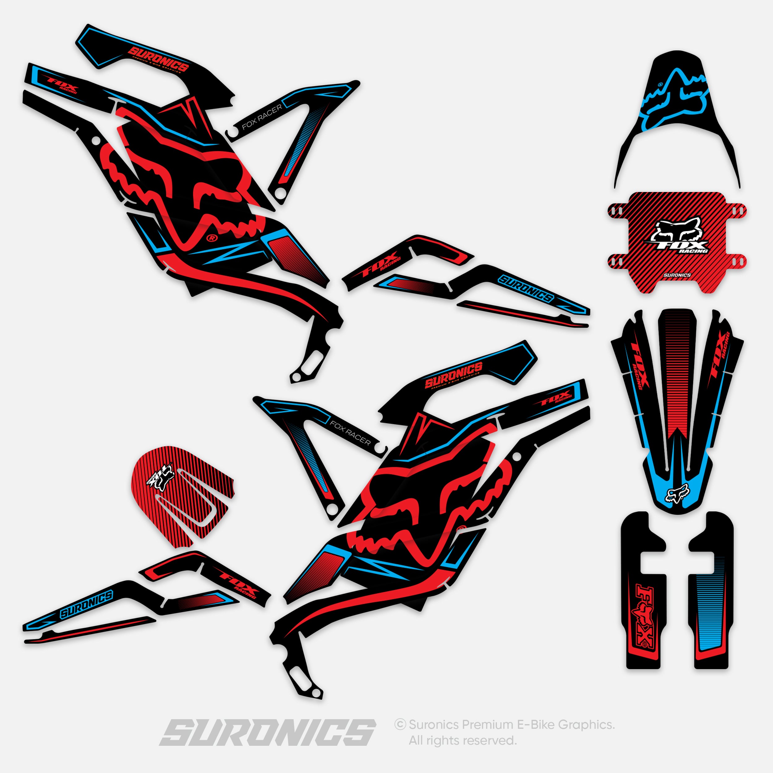 FOX RACER BLACK RED 79Bike Falcon PRO / GT / M Graphics kit