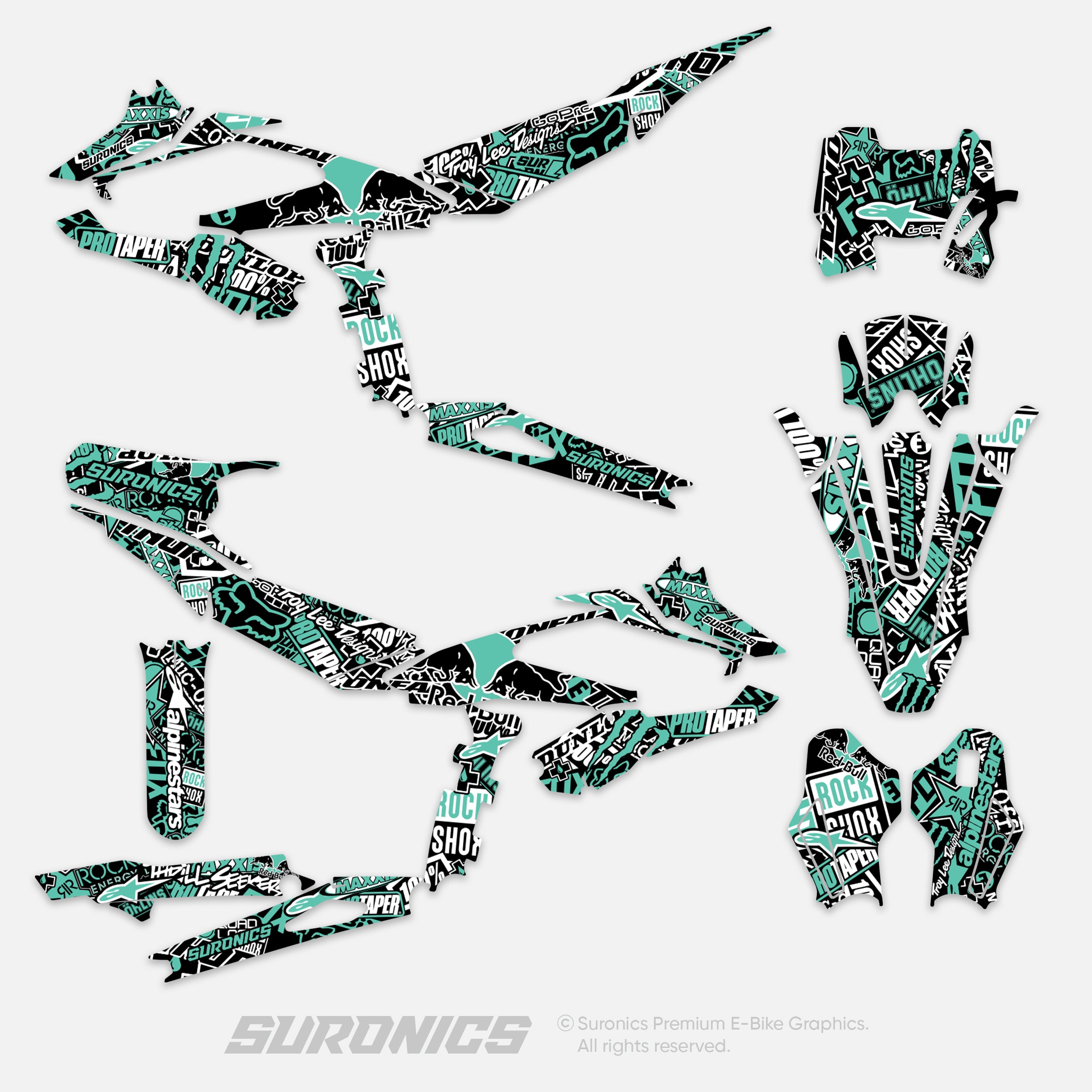 STIKCY BLACK MINT Surron Hyper Bee Graphics kit