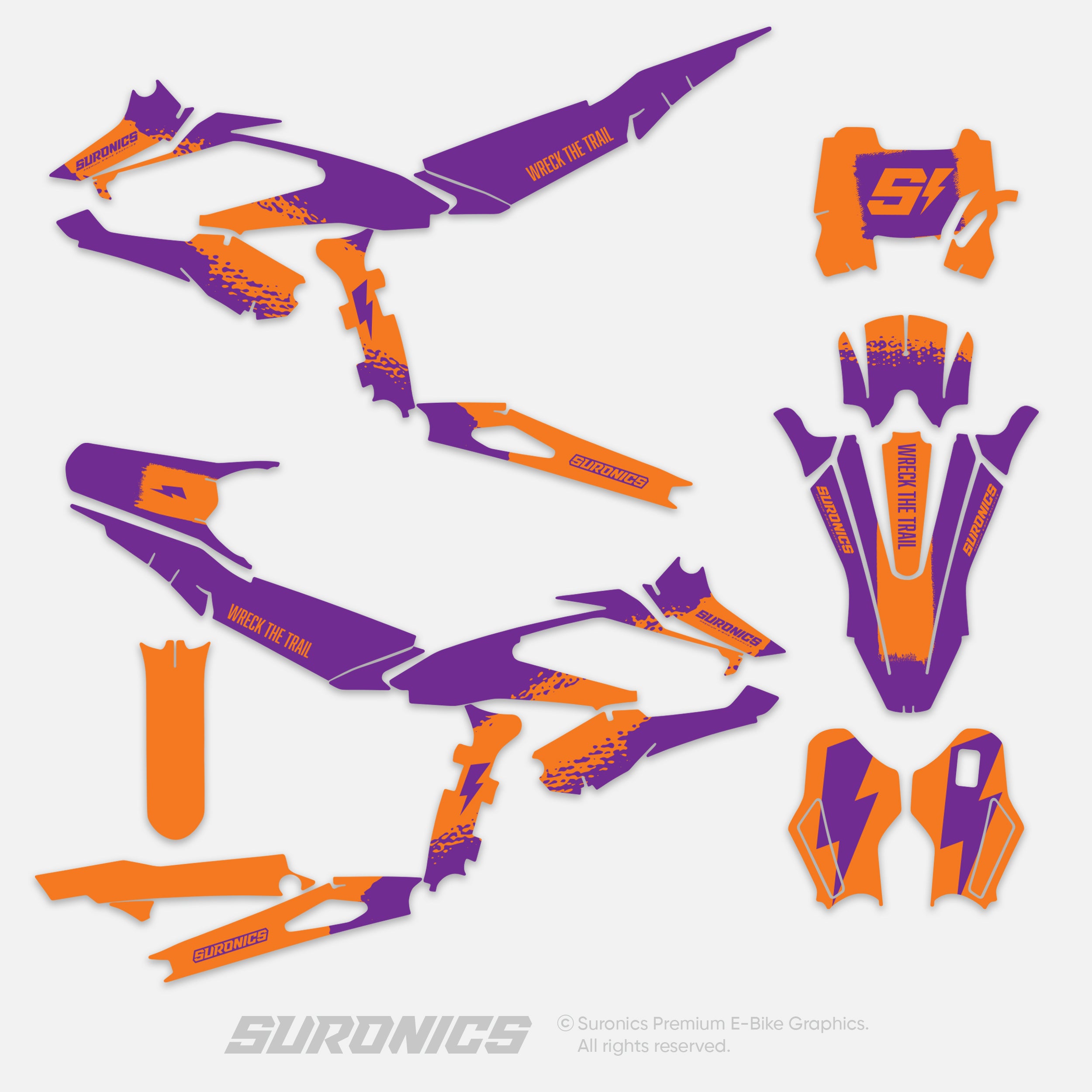HALF PURPLE ORANGE Surron Hyper Bee Graphics kit