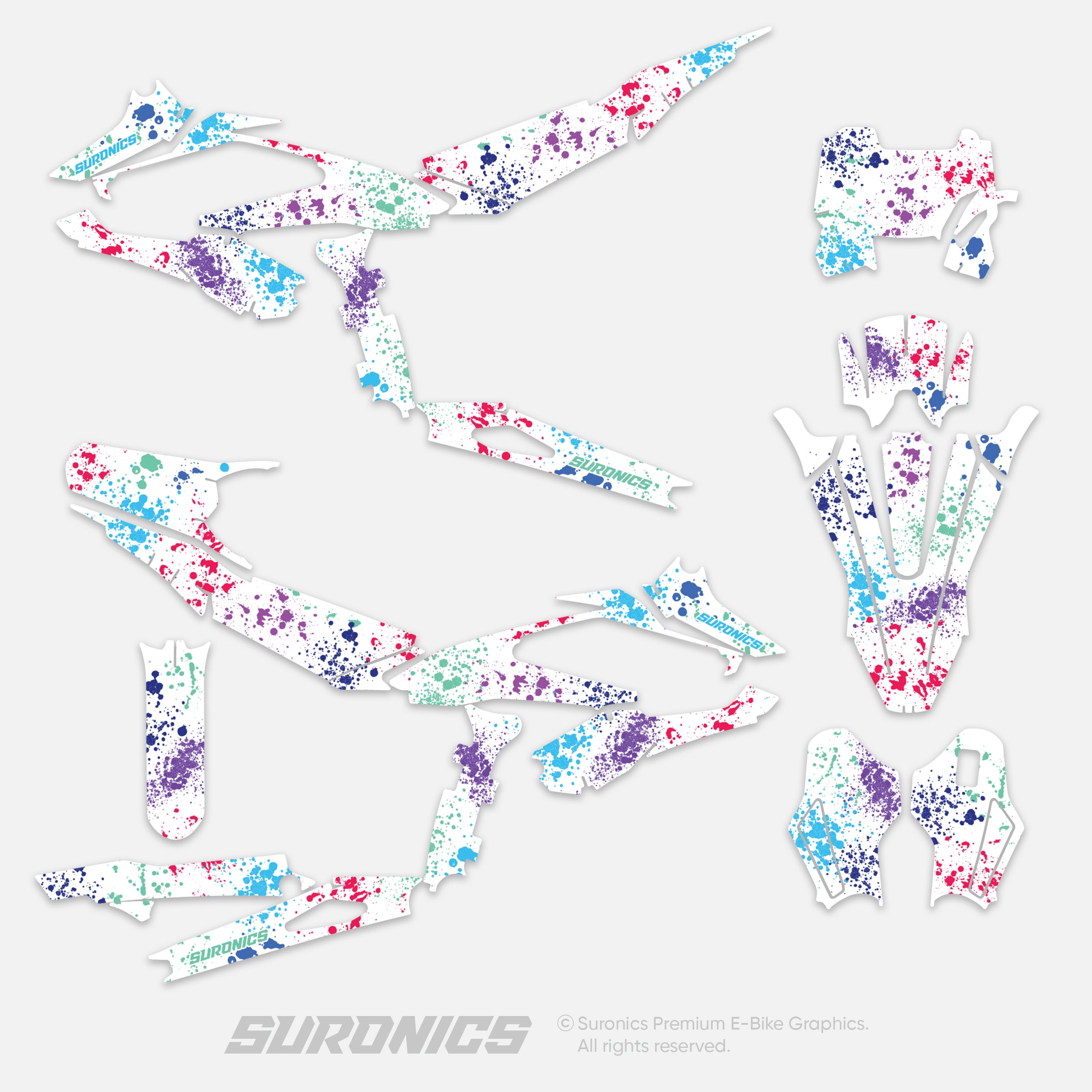 SPLATTER WHITE MULTICOLOR Surron Hyper Bee Graphics kit