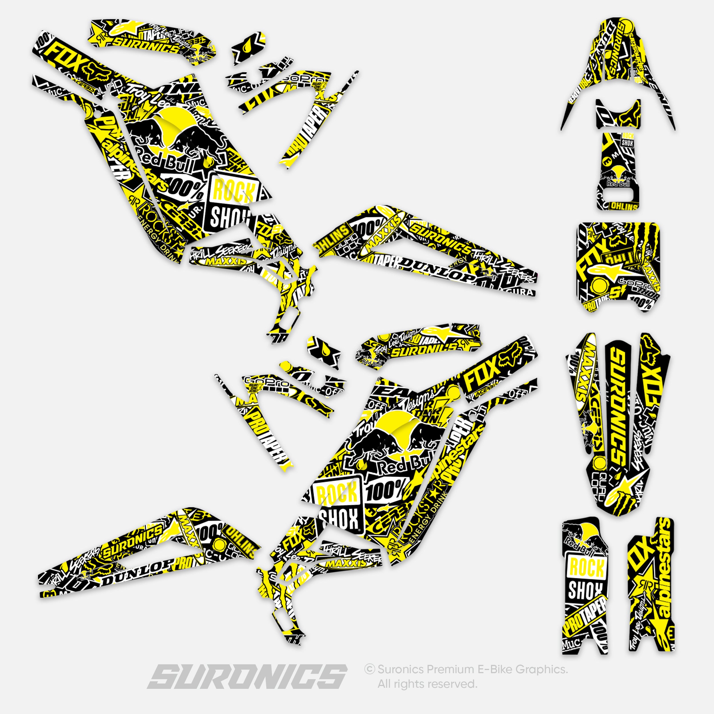 STICKY BLACK YELLOW Surron Light Bee Graphics kit