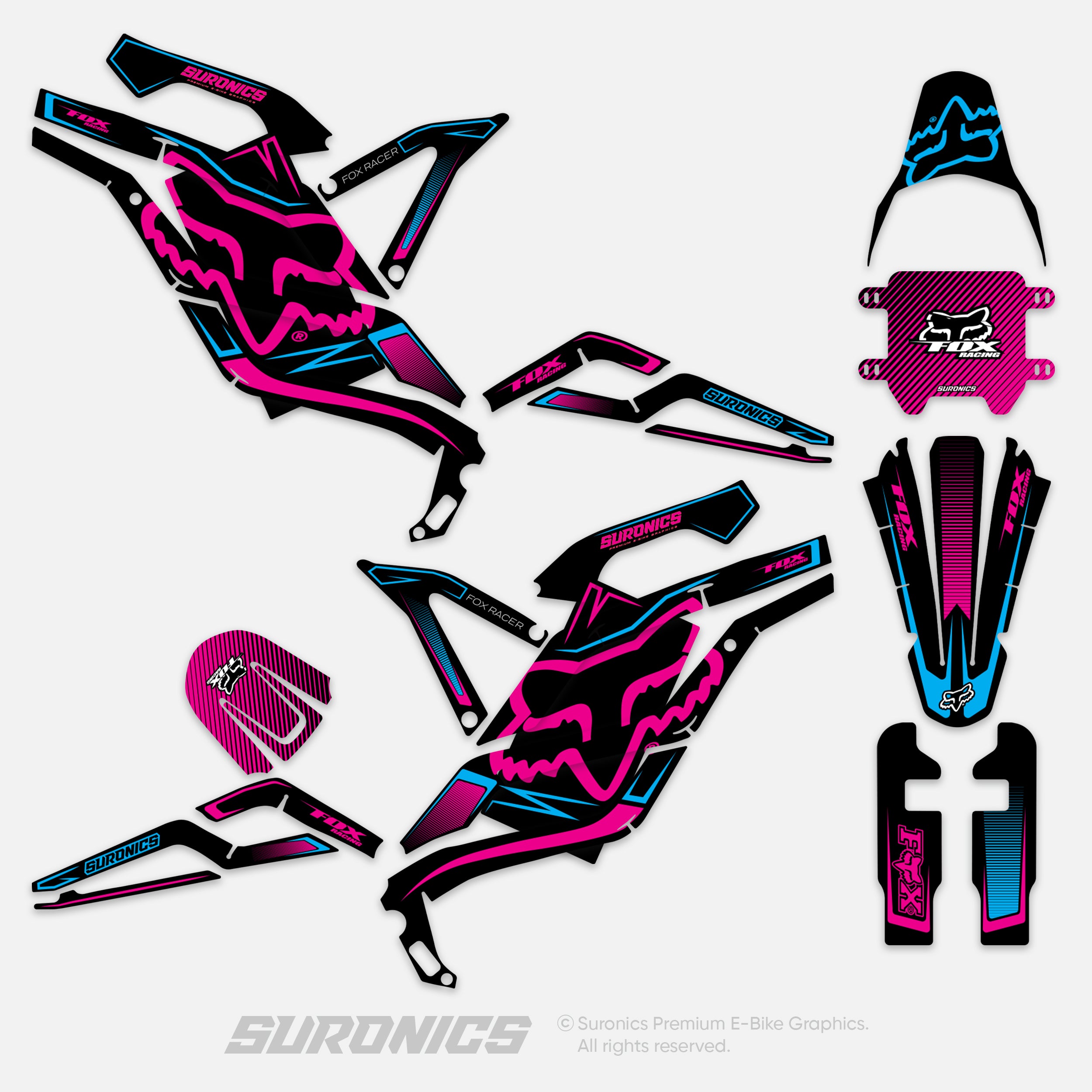 FOX RACER BLACK MAGENTA Ventus One Graphics kit