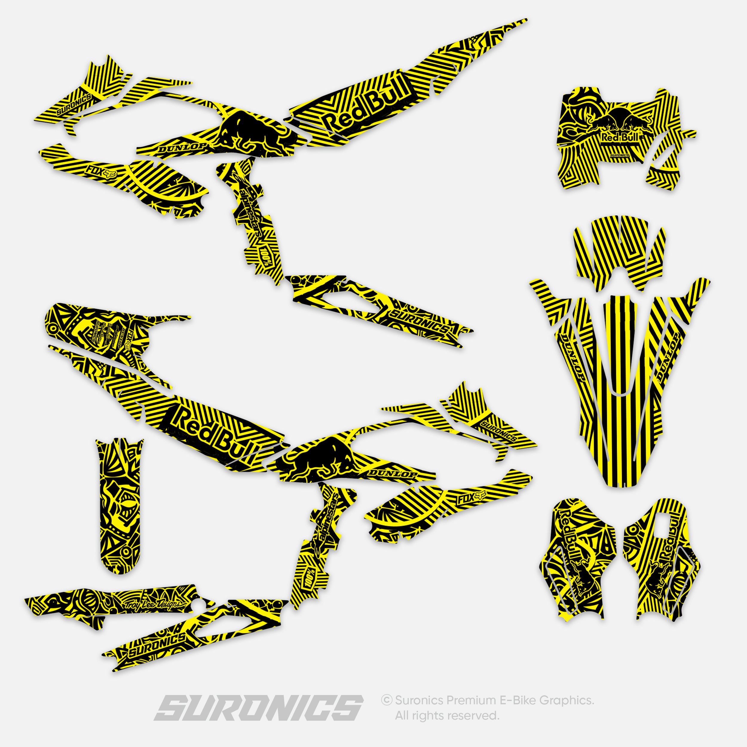 RACE ART BLACK YELLOW Surron Hyper Bee Graphics kit