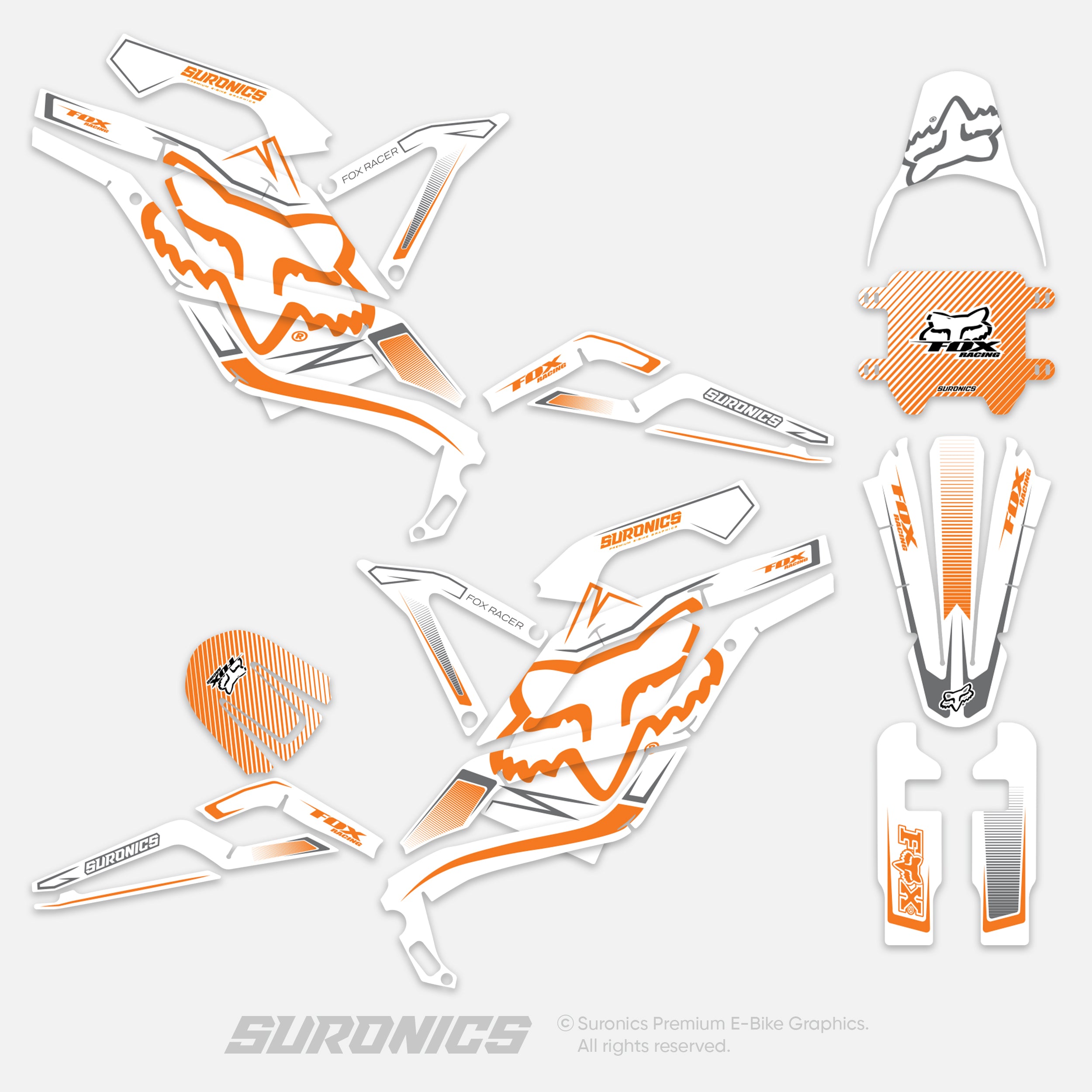 FOX RACER WHITE ORANGE 79Bike Falcon PRO / GT / M Graphics kit