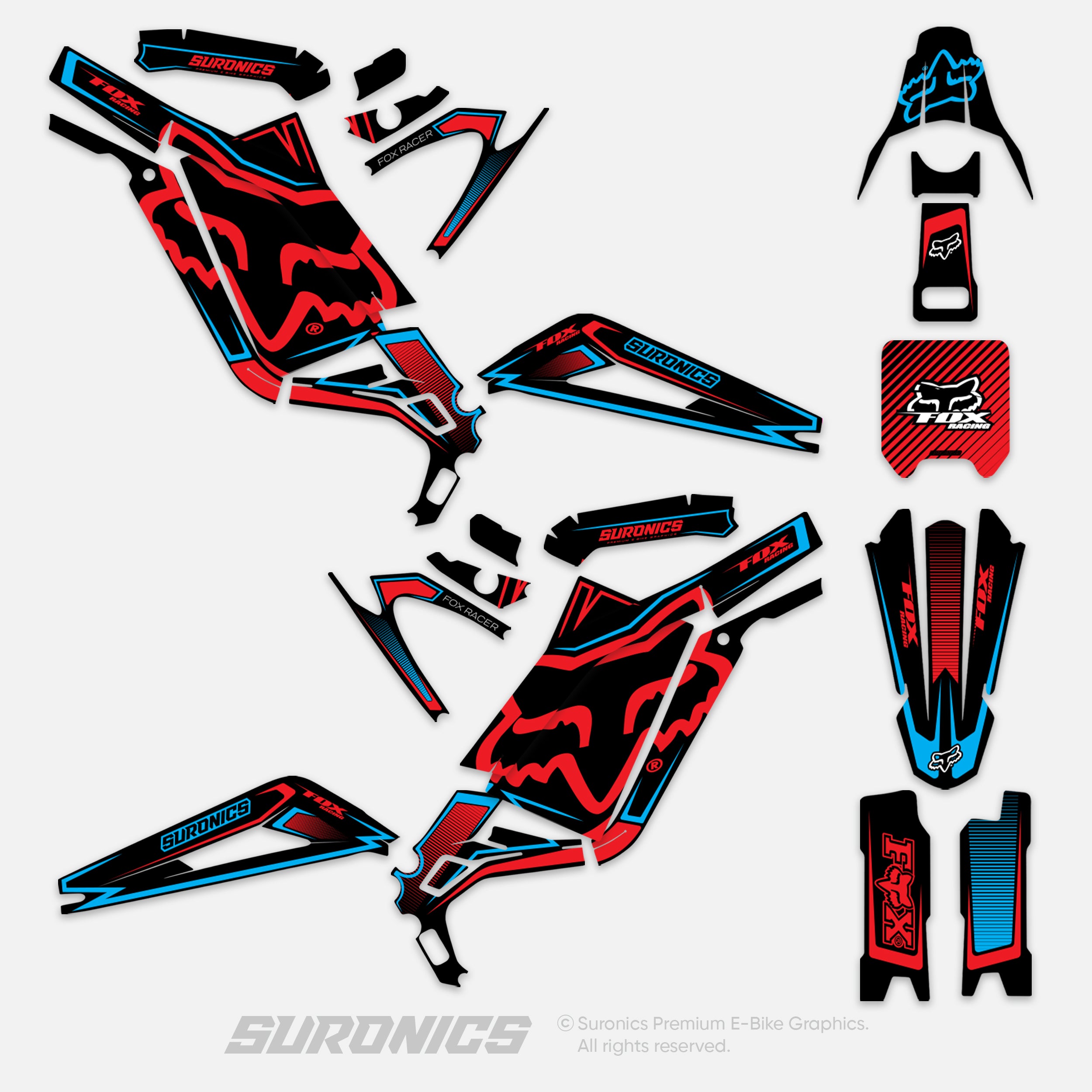 FOX RACER BLACK RED Surron Light Bee Graphics kit