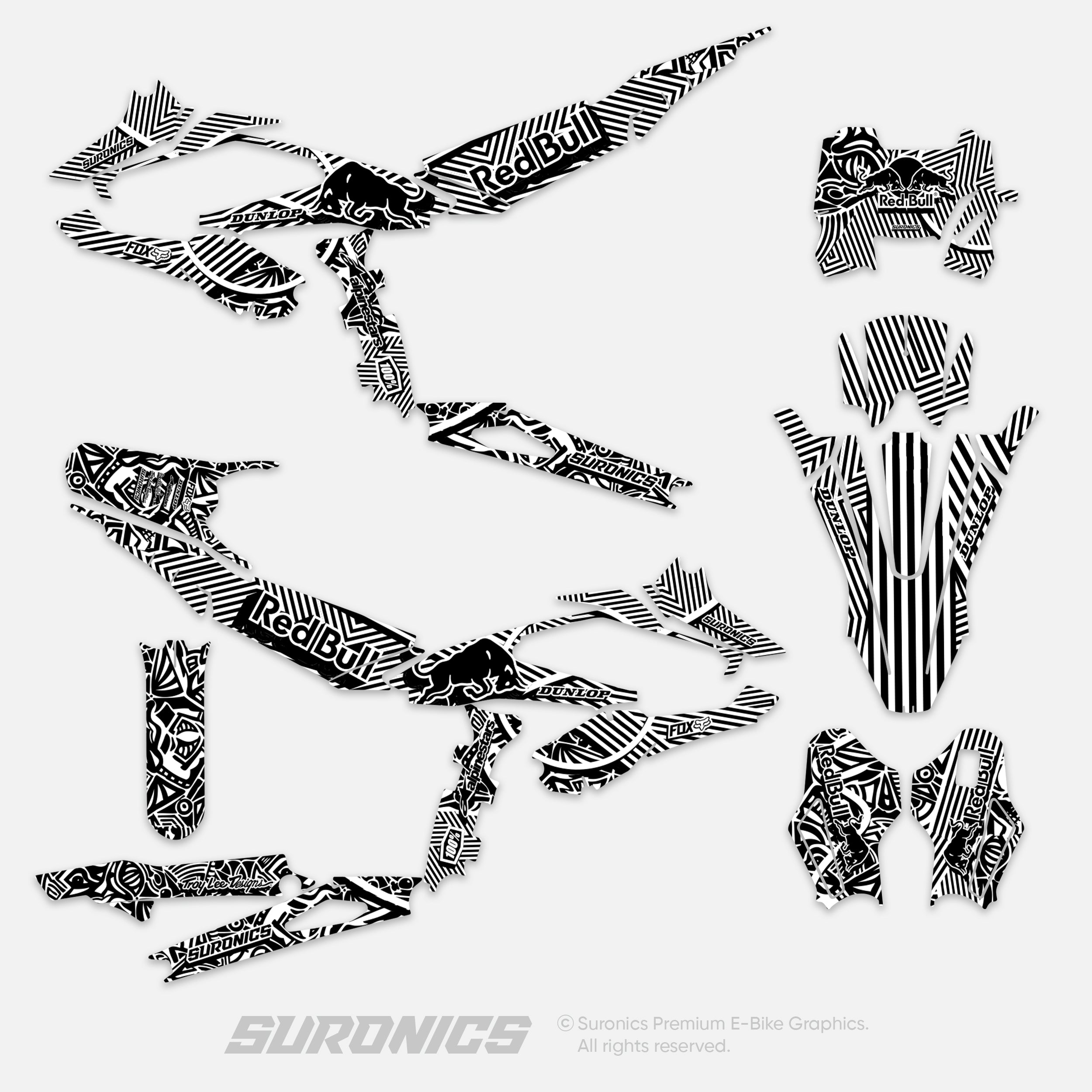 RACE ART BLACK WHITE Surron Hyper Bee Graphics kit