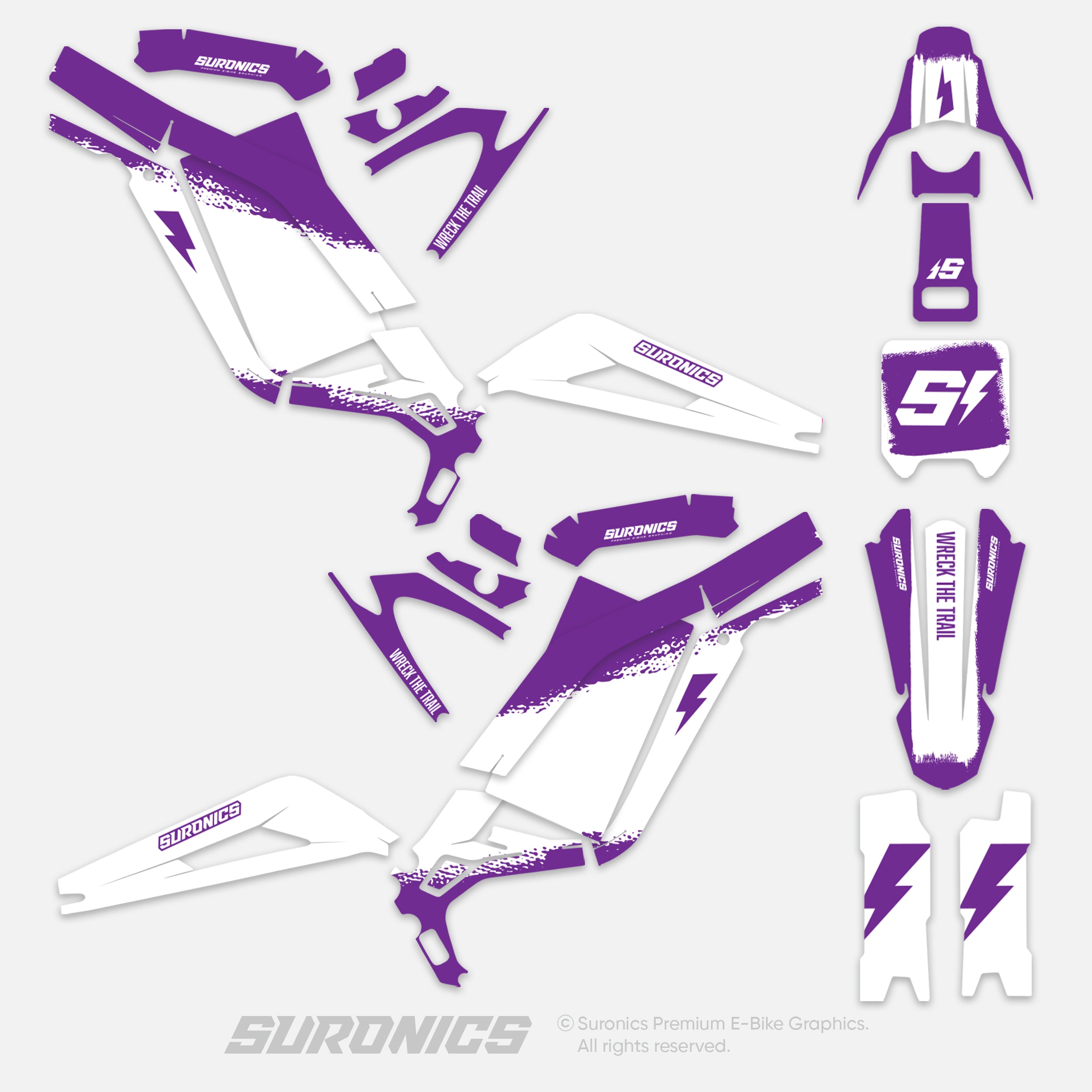 HALF WHITE PURPLE Surron Light Bee Graphics kit