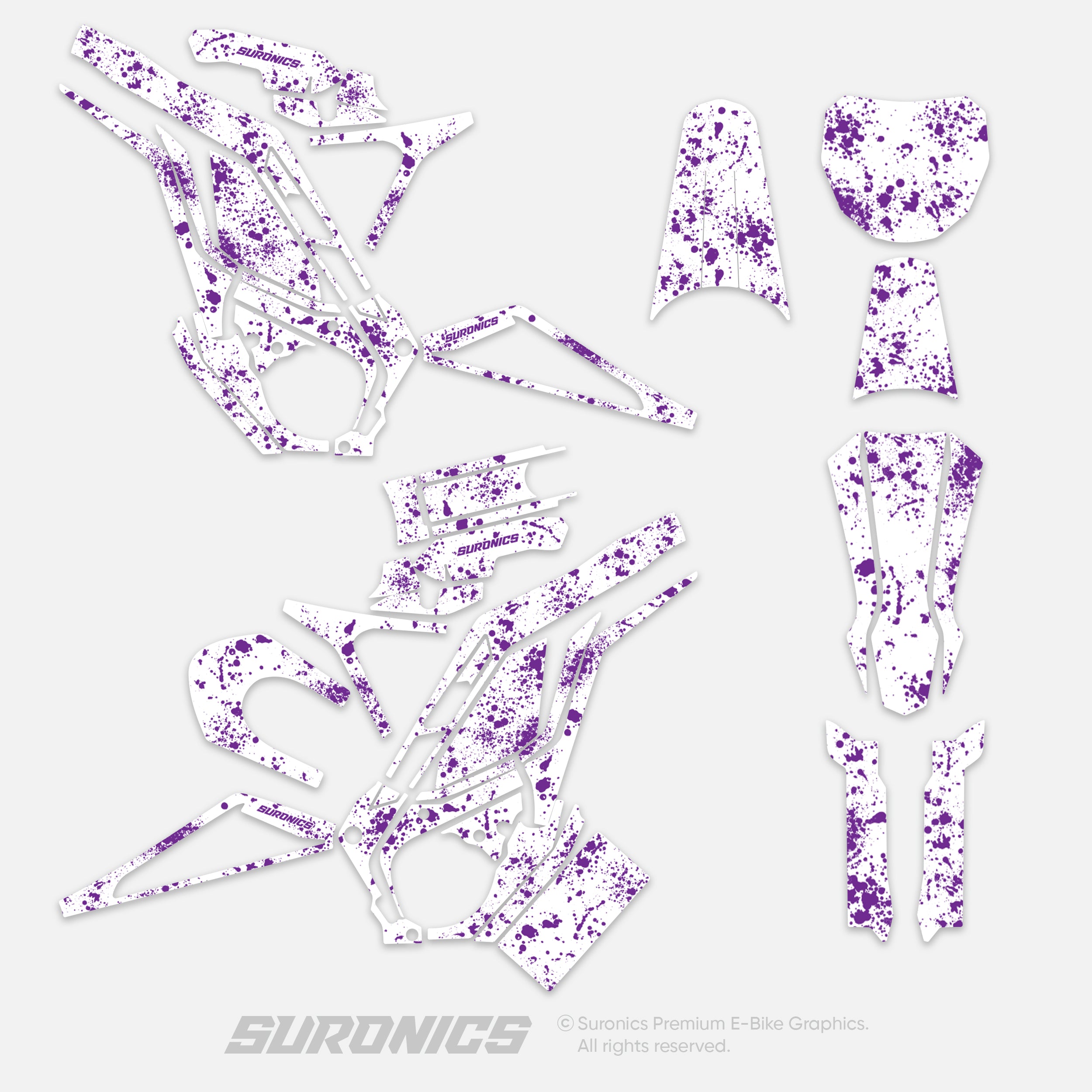 SPLATTER WHITE PURPLE Eride Pro SS SR Graphics kit