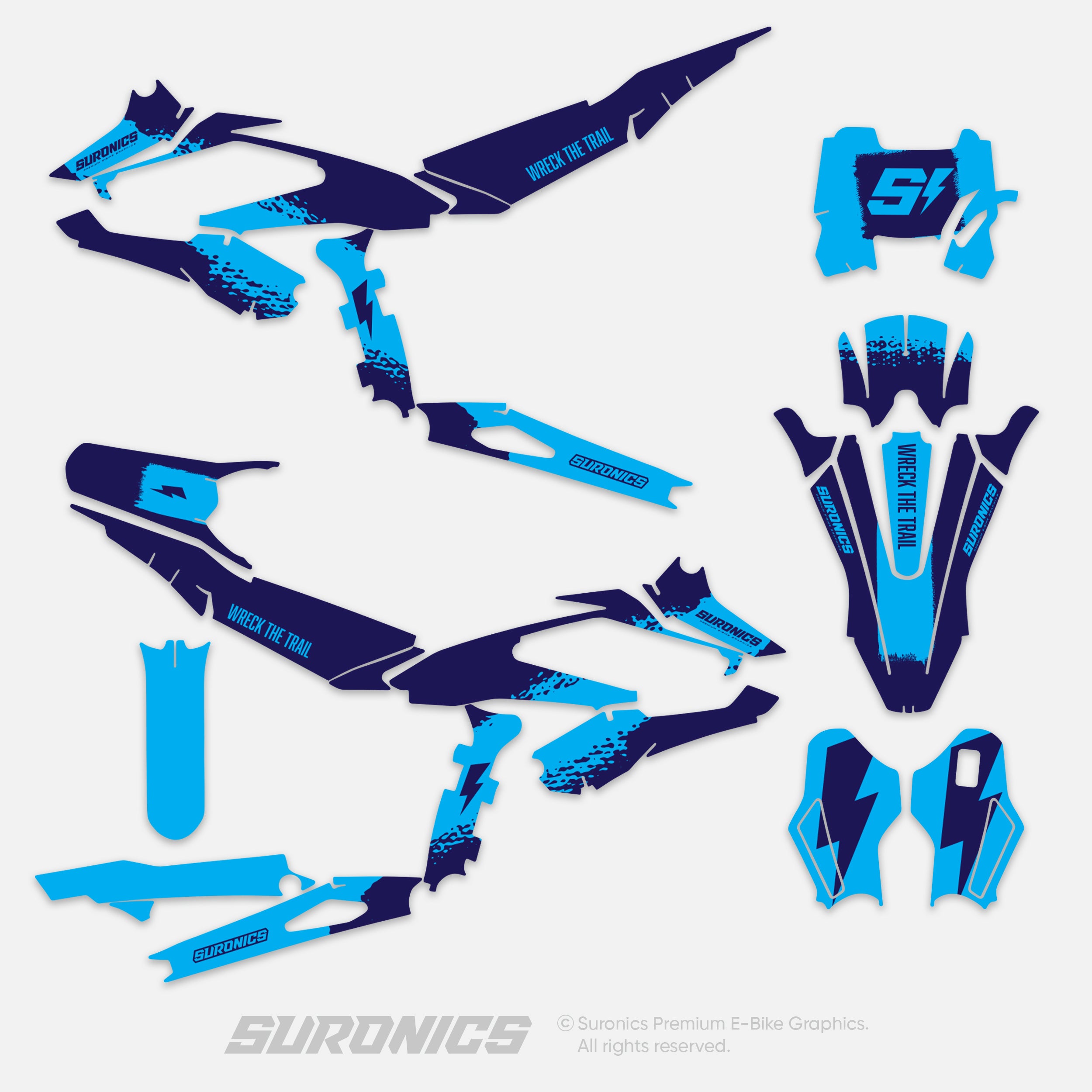 HALF NAVY CYAN Surron Hyper Bee Graphics kit