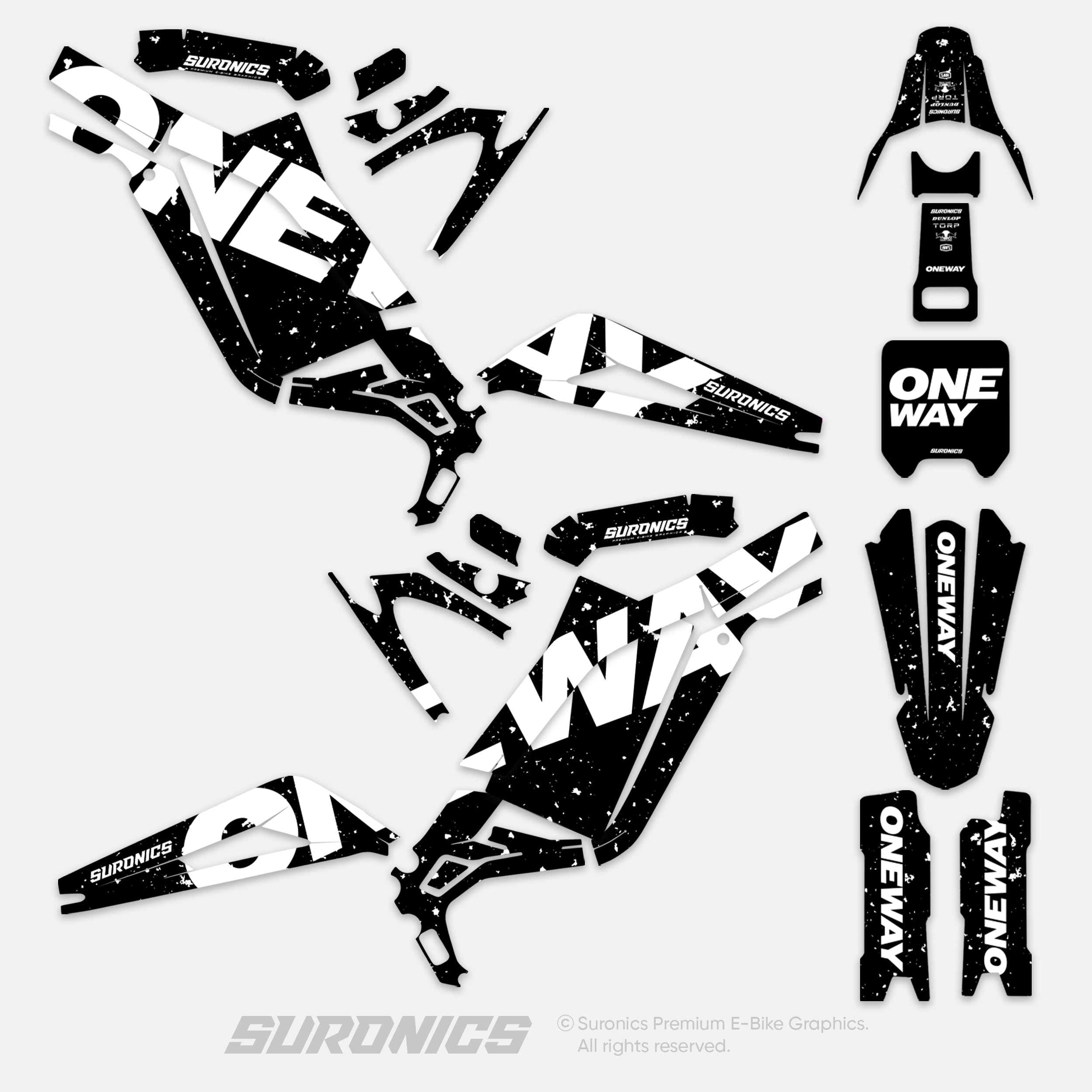 ONEWAY BLACK WHITE Surron Light Bee Graphics kit