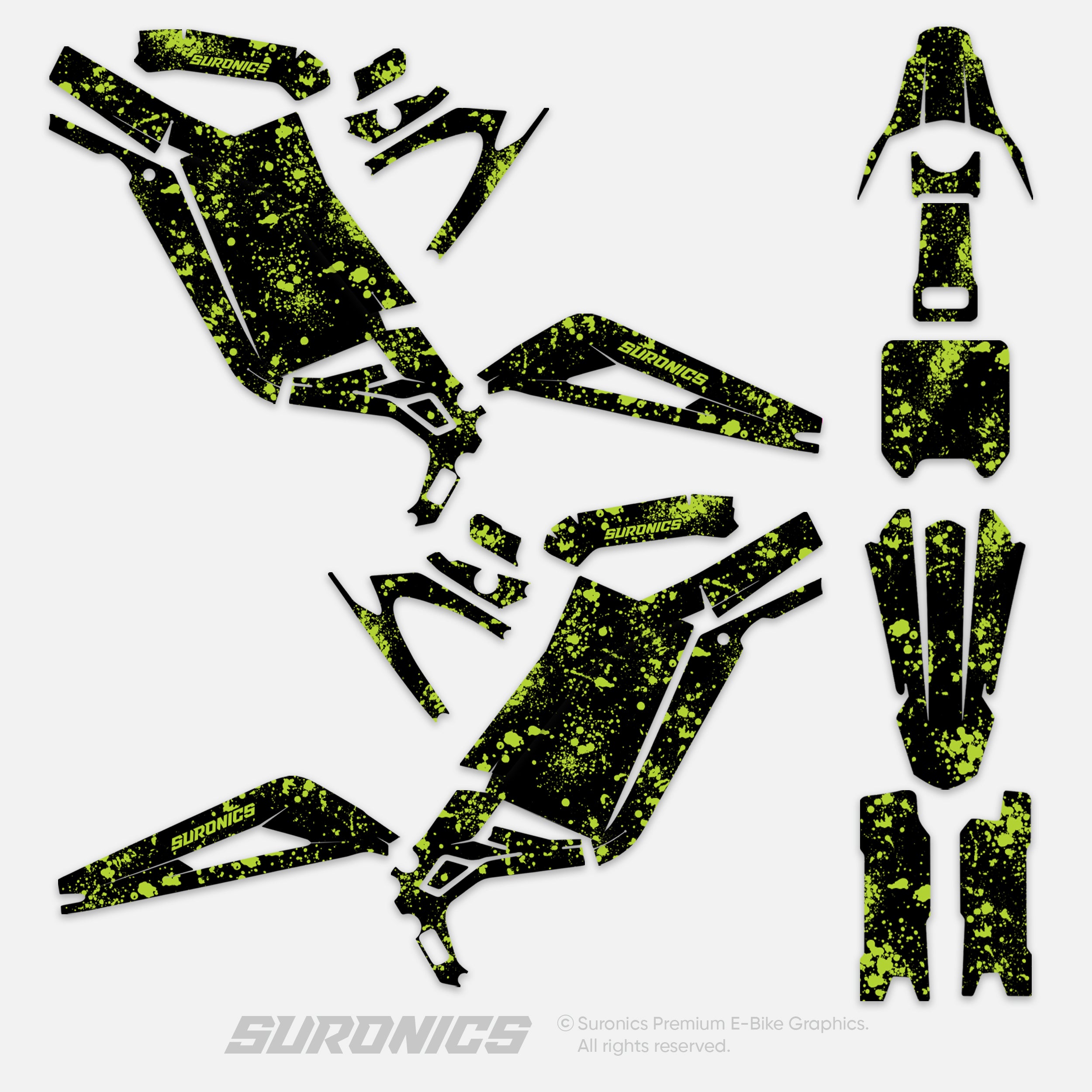 SPLATTER BLACK GREEN Surron Light Bee Graphics kit