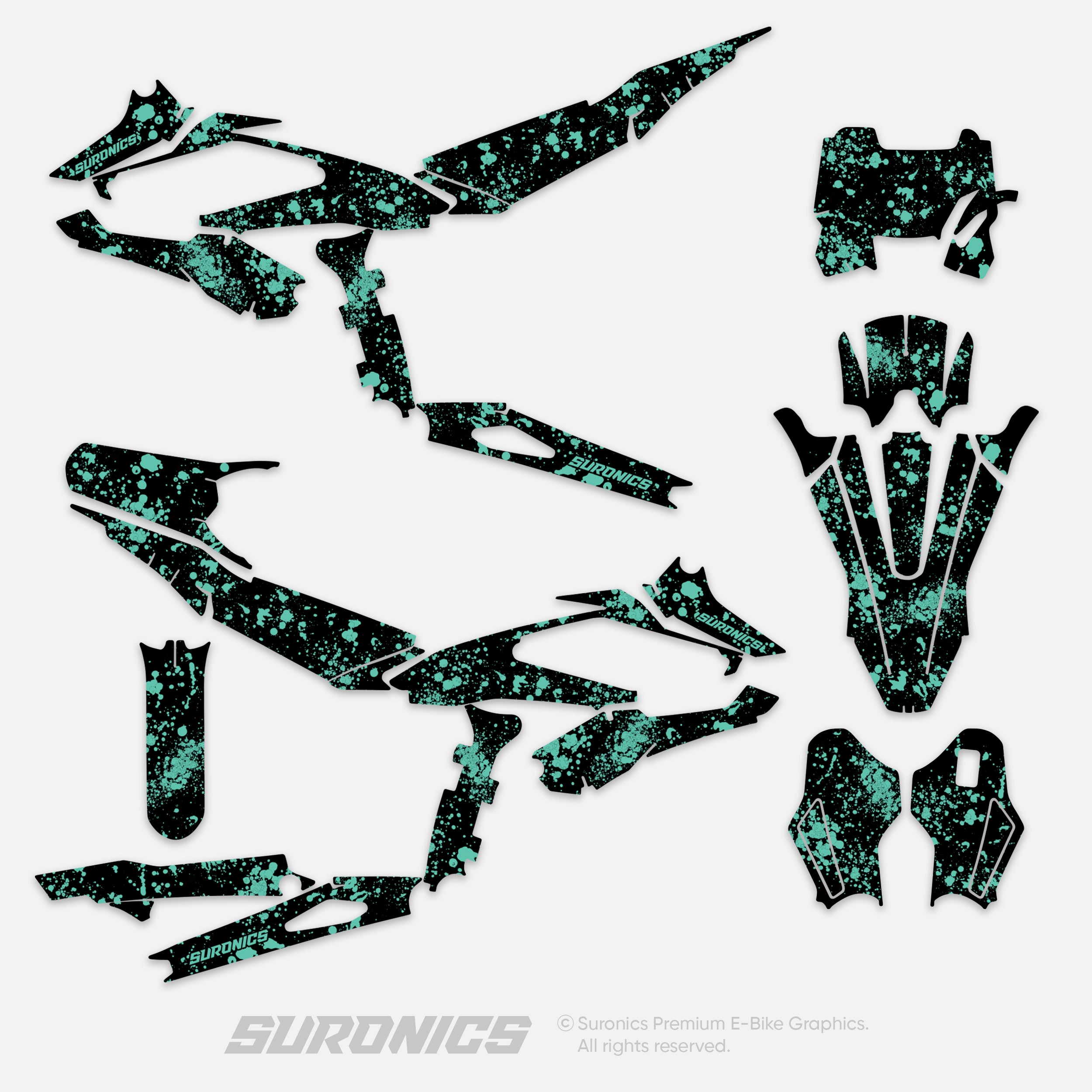SPLATTER BLACK MINT Surron Hyper Bee Graphics kit