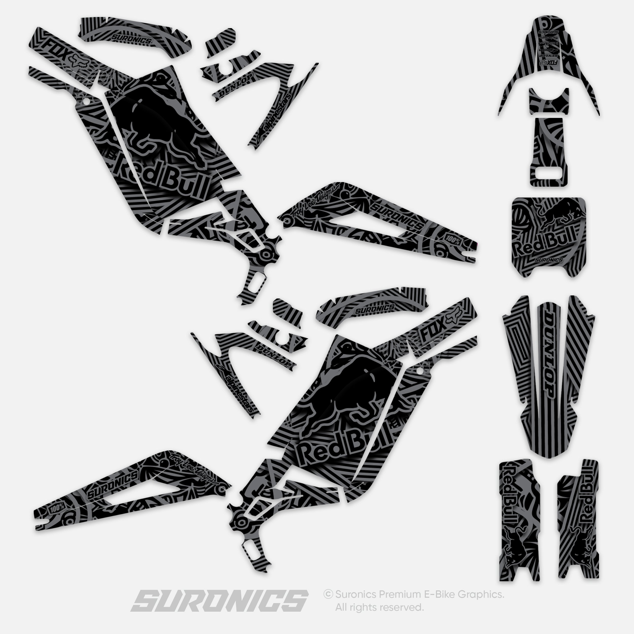 RACE ART BLACK GREY Surron Light Bee Graphics kit