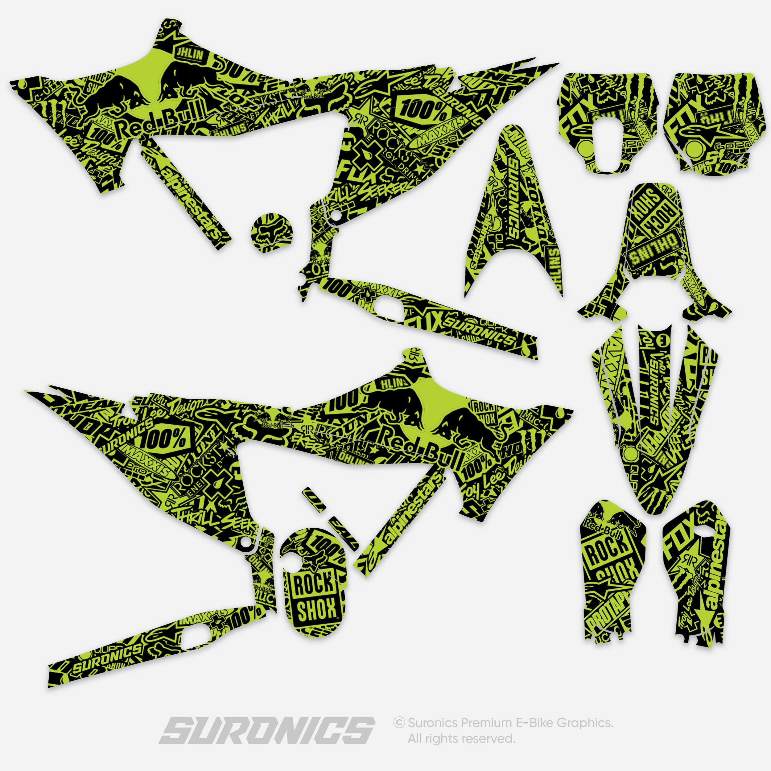 STICKY BLACK GREEN Stark Varg Graphics kit