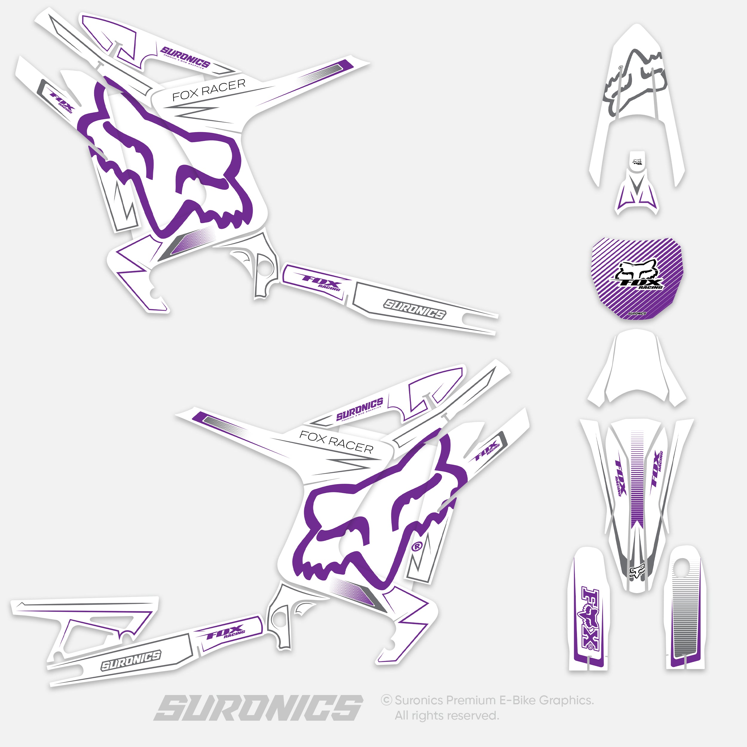 FOX RACER WHITE PURPLE Arctic Leopard XE Graphics kit