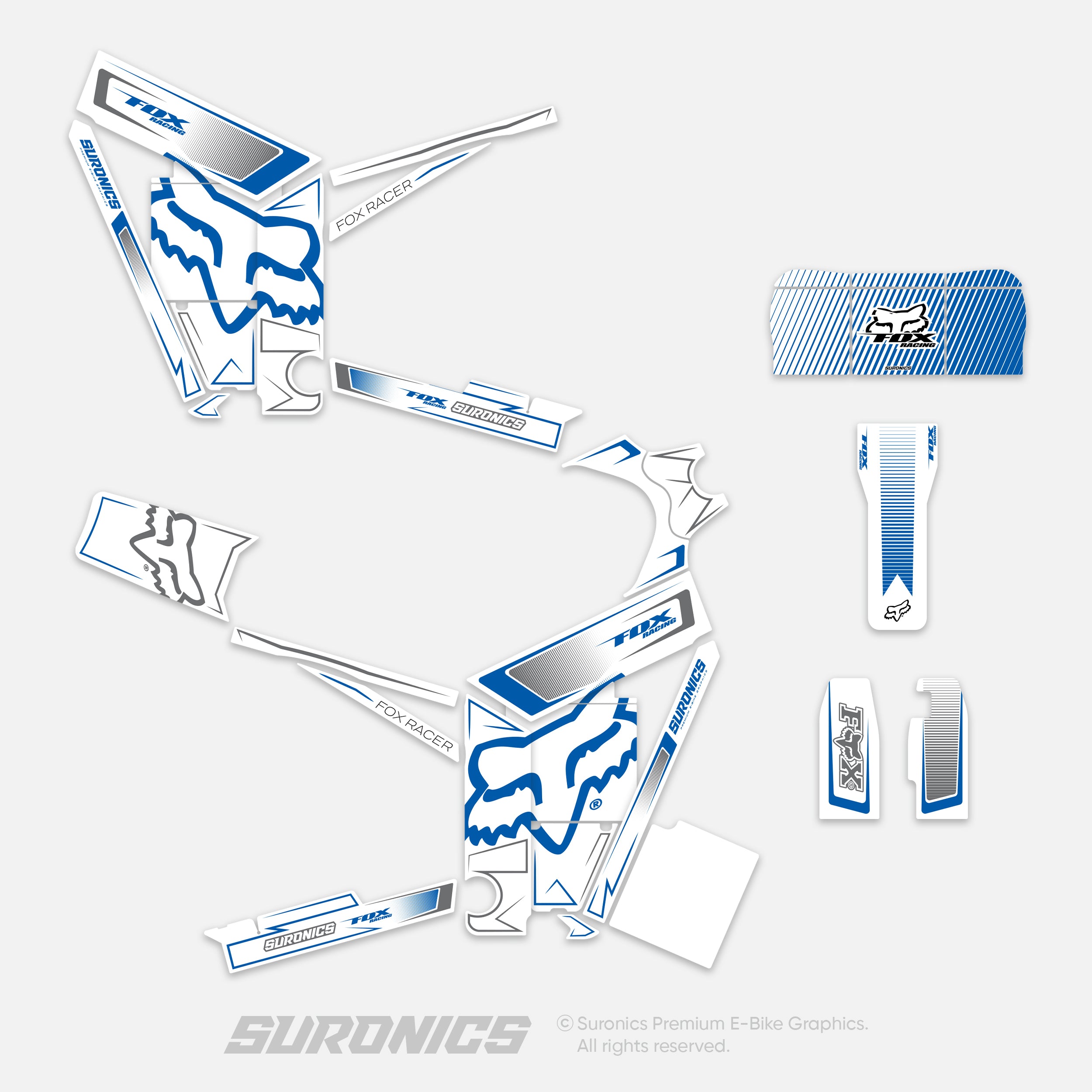FOX RACER WHITE BLUE Tuttio Soleil 01 Graphics kit