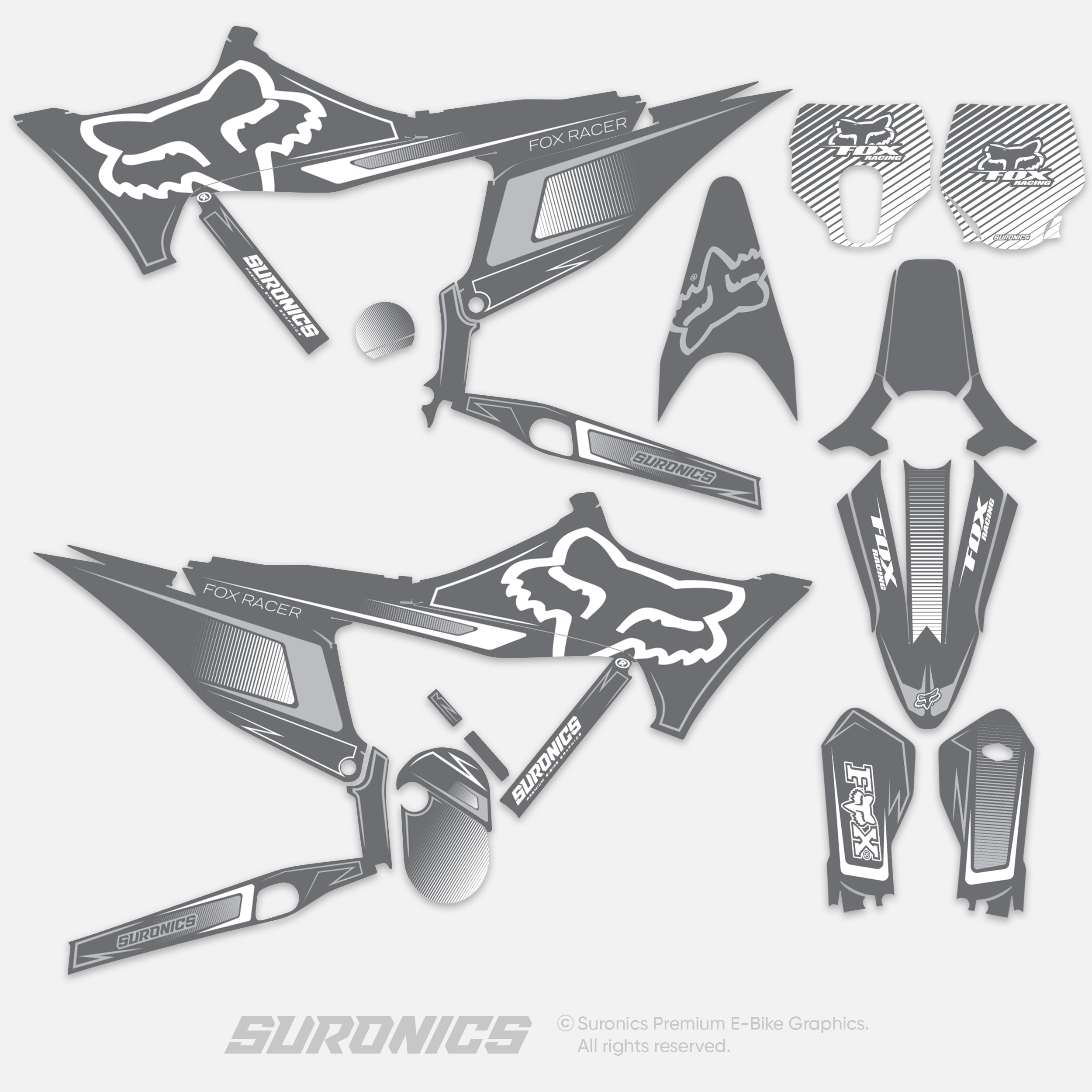 FOX RACER GREY WHITE Stark Varg Graphics kit