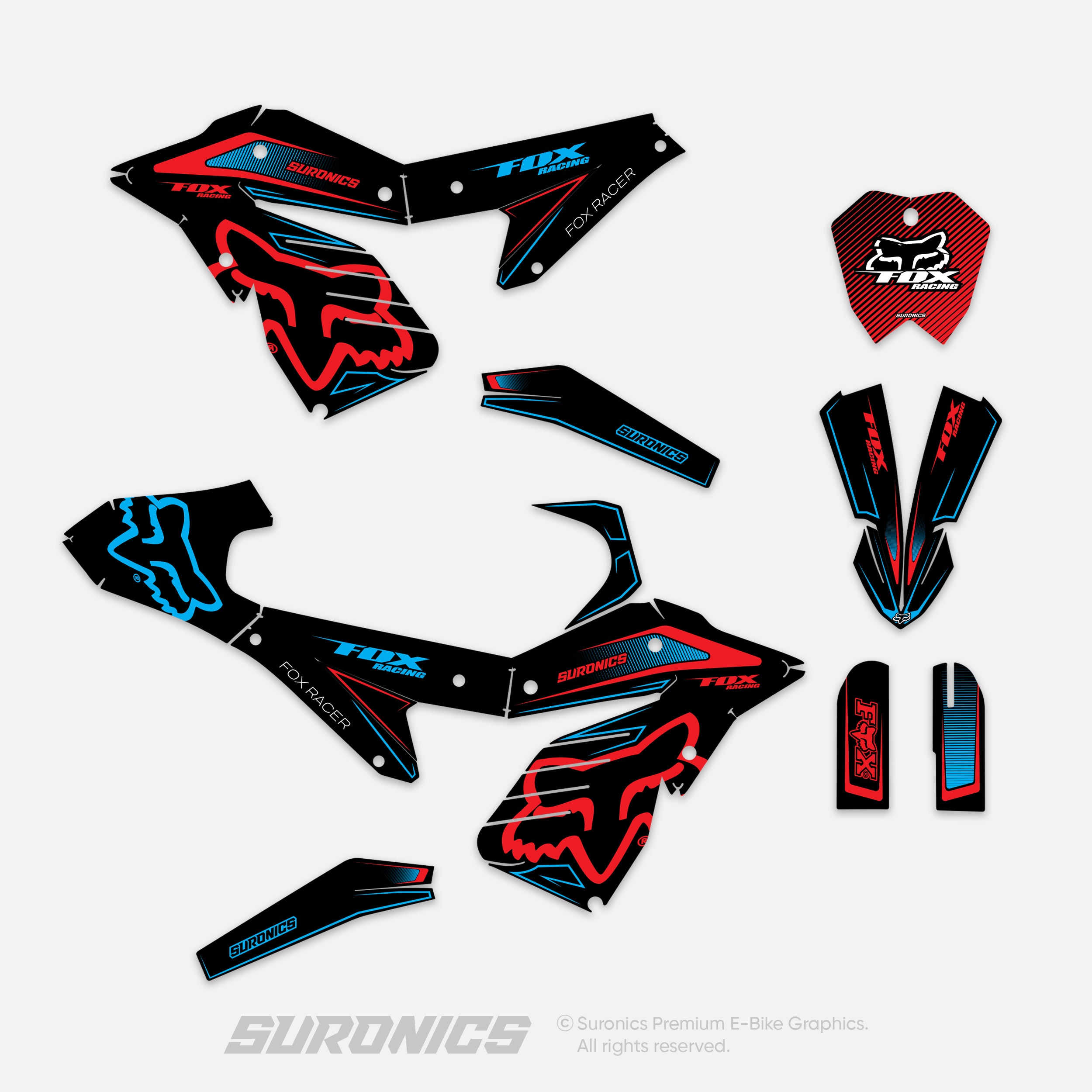 FOX RACER BLACK RED ETM RTR Graphics kit