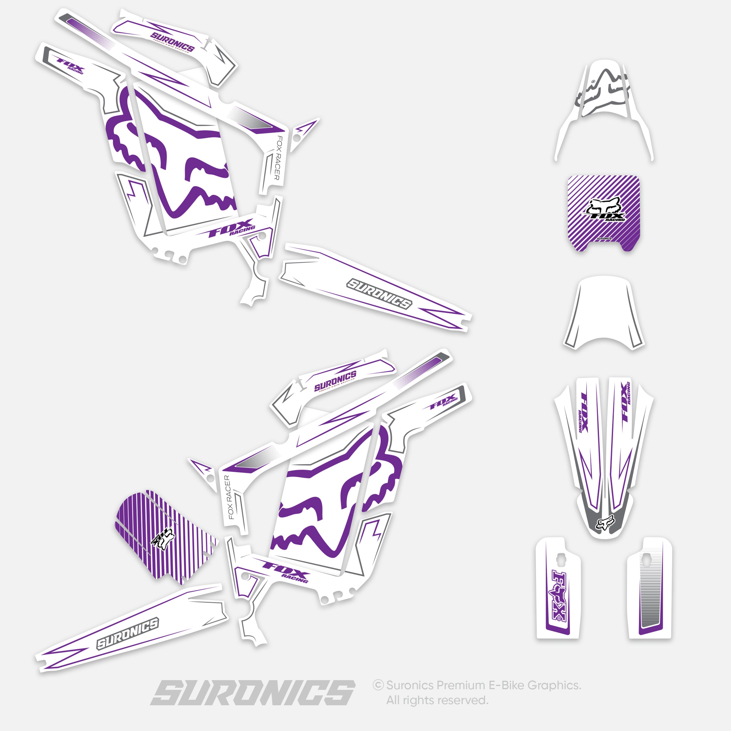 FOX RACER WHITE PURPLE Rerode R1 Graphics kit