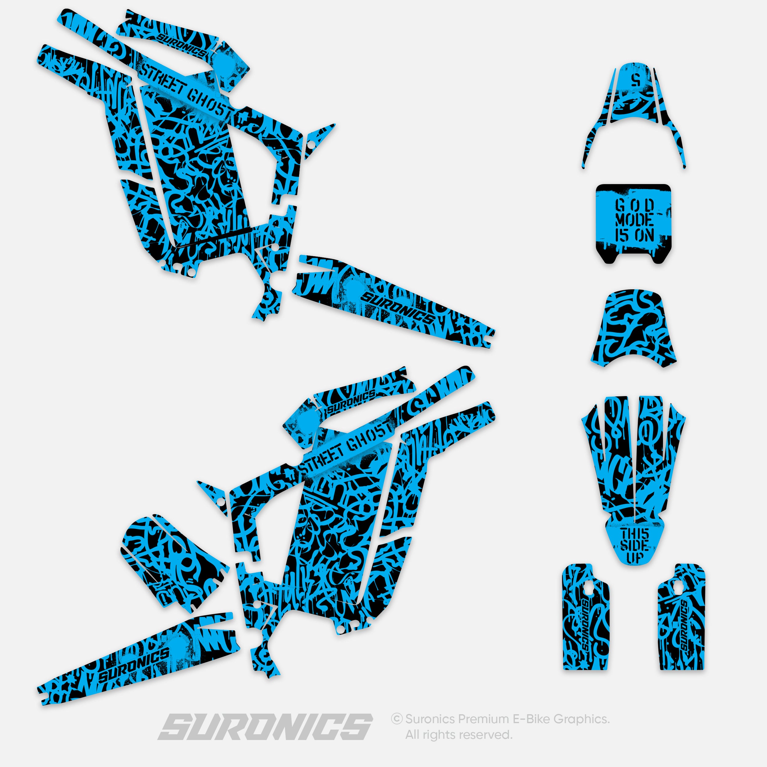 STREET GHOST BLACK CYAN Rerode R1 Graphics kit