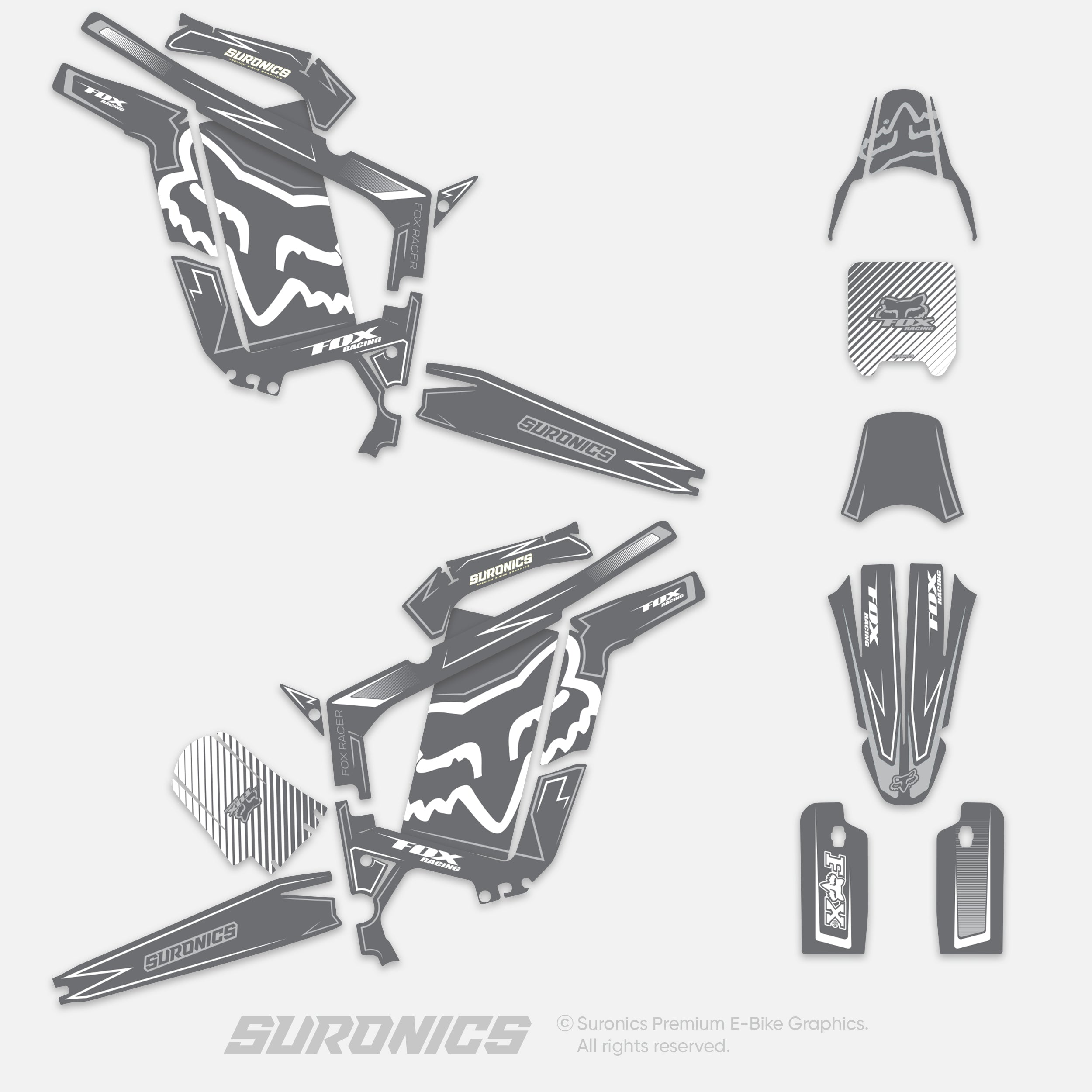 FOX RACER GREY WHITE Rerode R1 Graphics kit