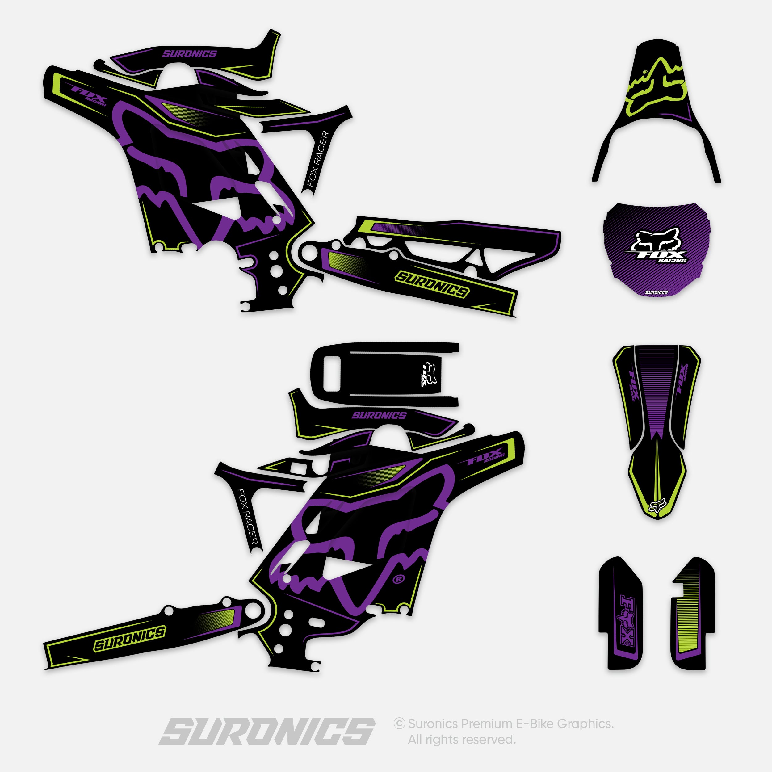 FOX RACER BLACK PURPLE Eride Pro Mini R Graphics kit