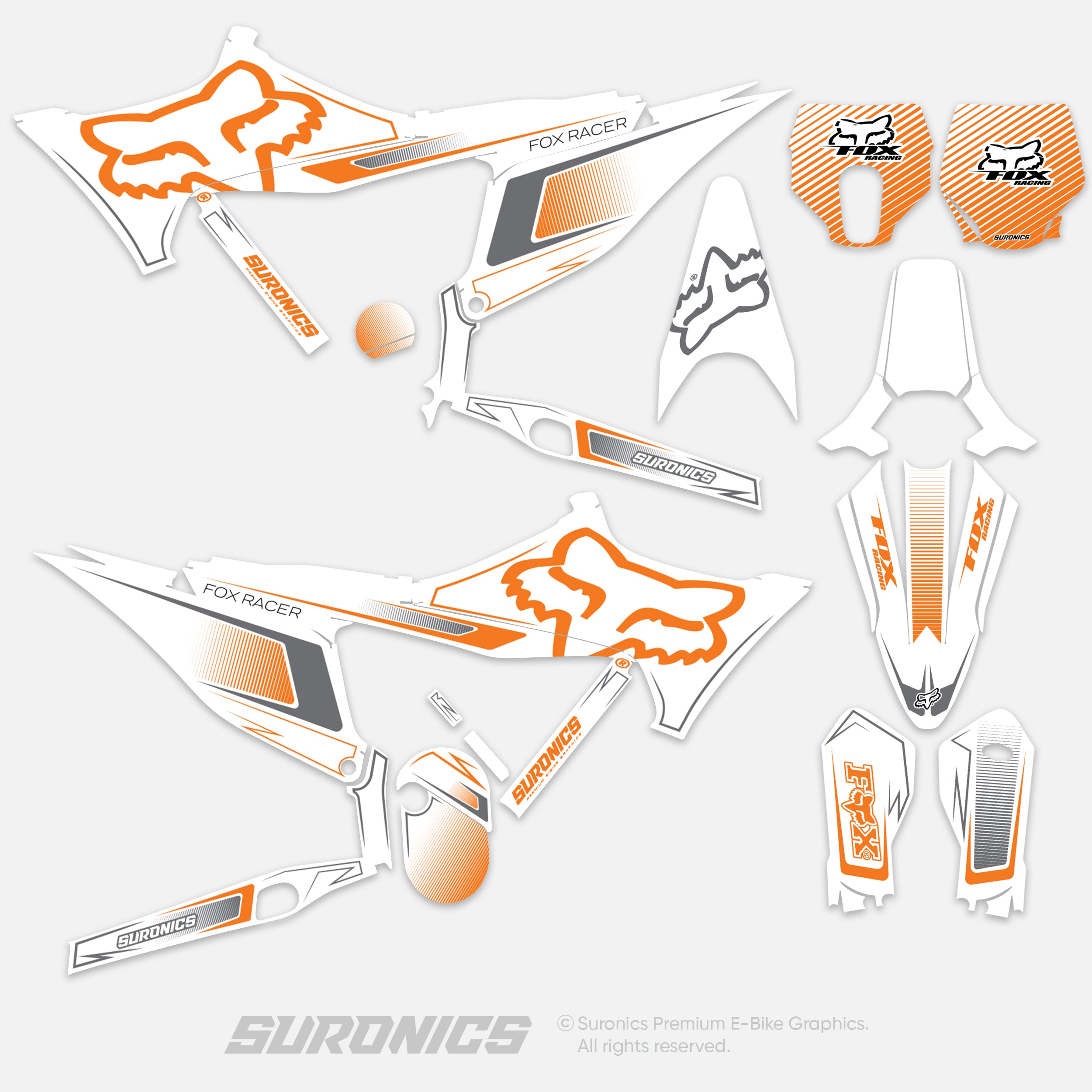 FOX RACER WHITE ORANGE Stark Varg Graphics kit