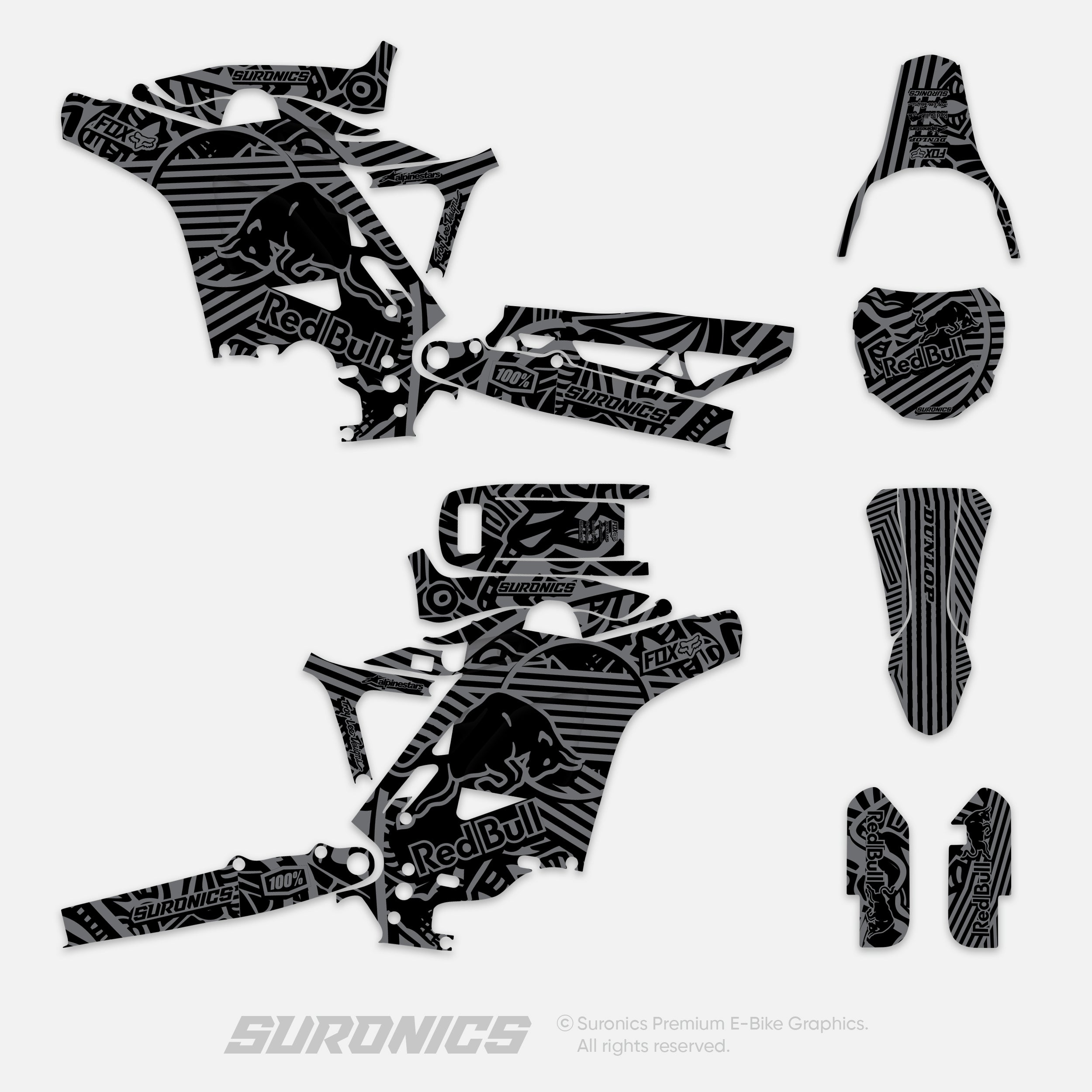 RACE ART BLACK GREY Eride Pro Mini R Graphics kit
