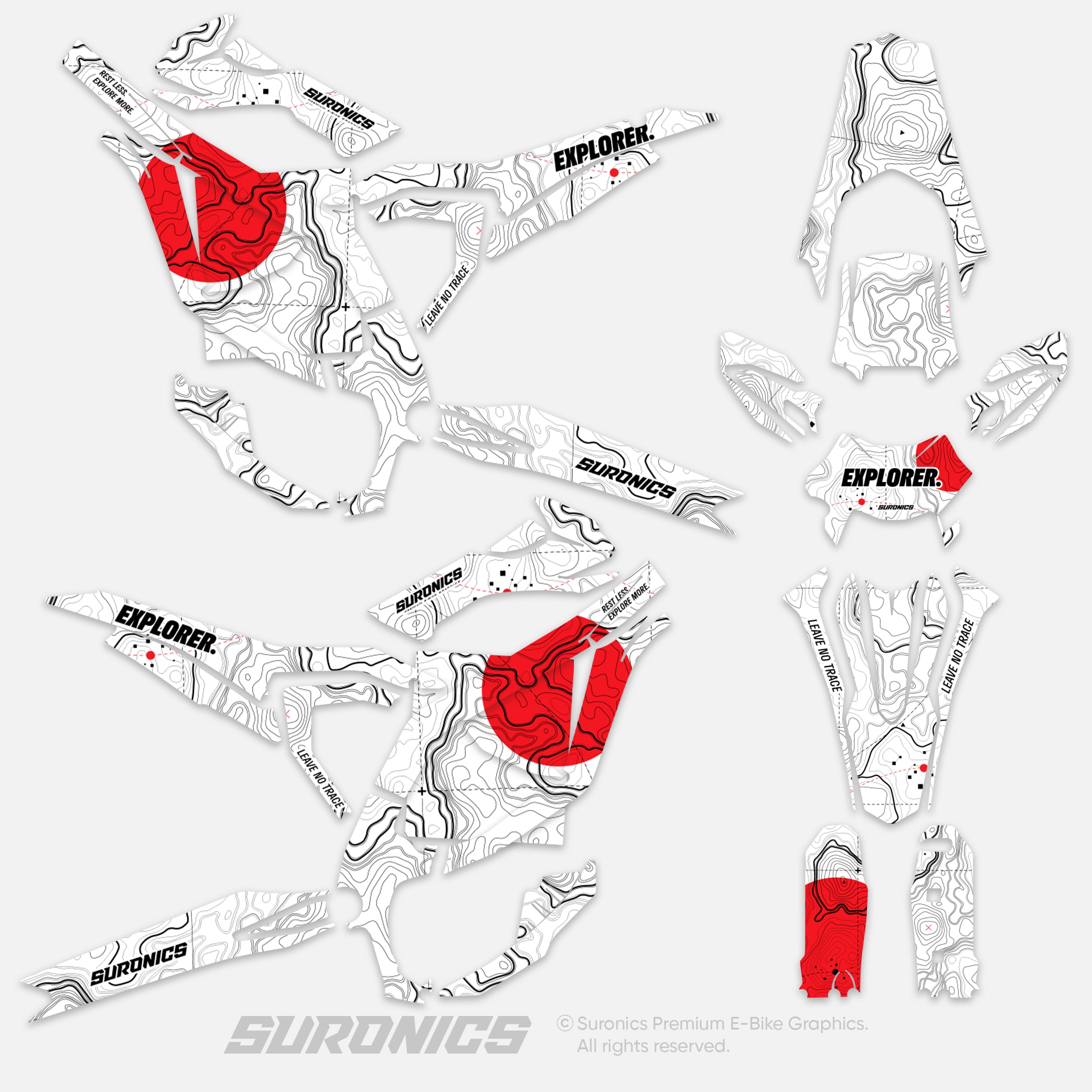 EXPLORER WHITE RED Surron Ultra Bee Graphics kit