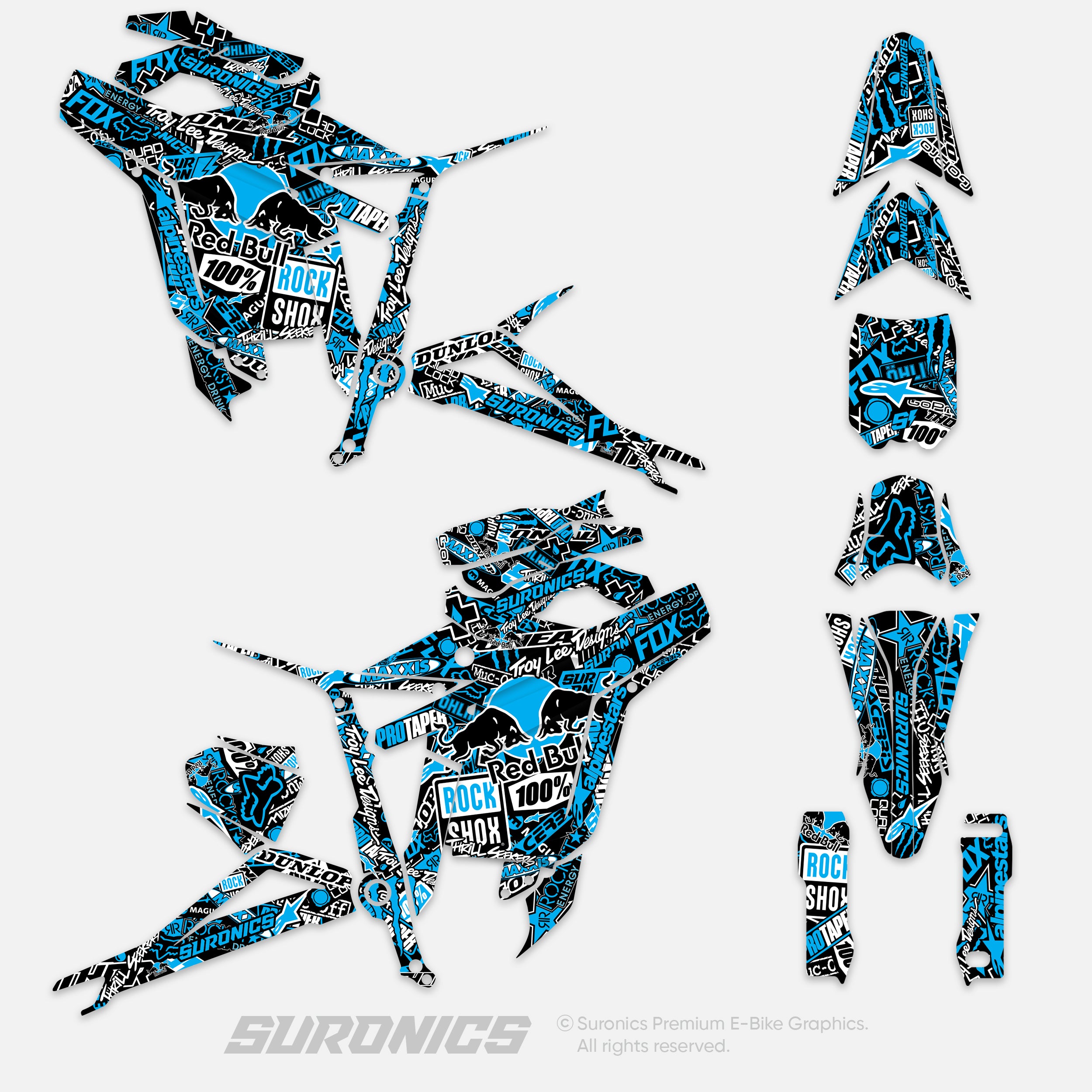STICKY BLACK CYAN Talaria Sting MX5 PRO Graphics kit