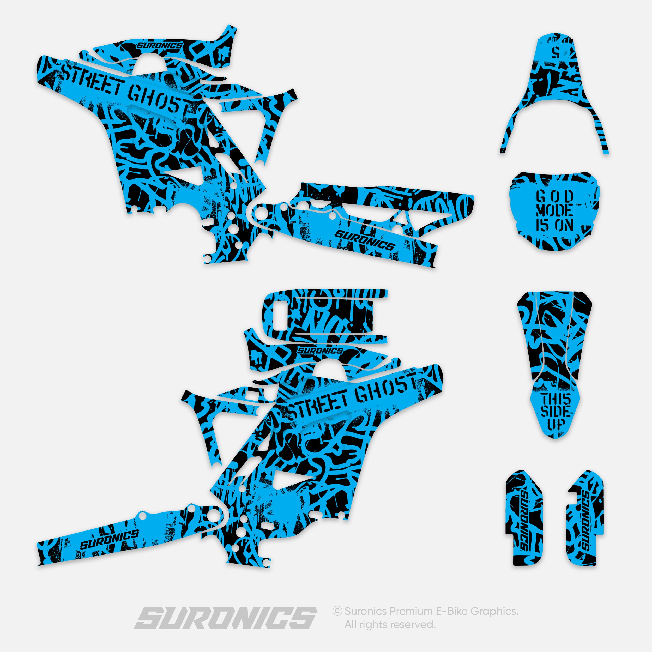 STREET GHOST BLACK CYAN Eride Pro Mini R Graphics kit