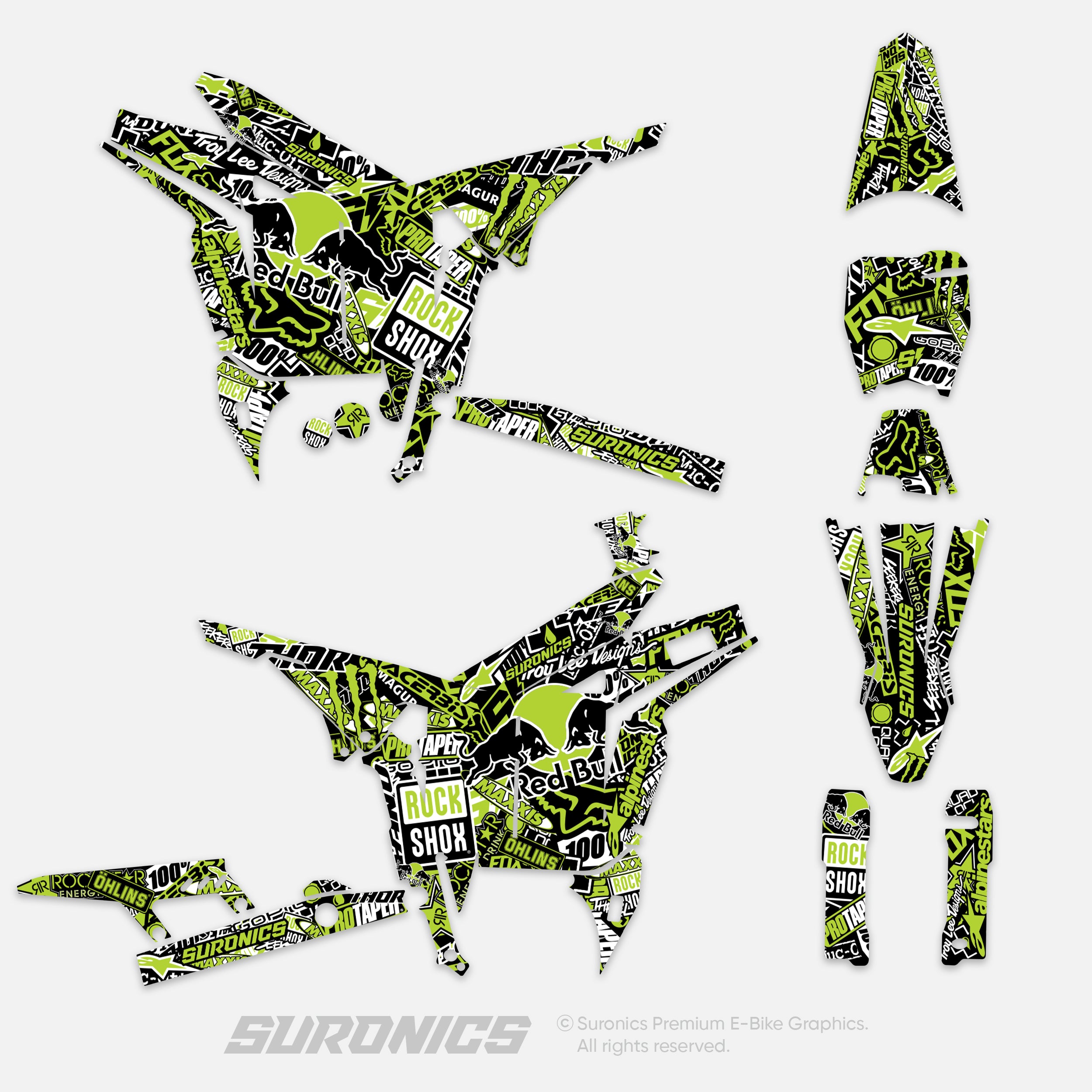STICKY BLACK GREEN Talaria Komodo Graphics kit
